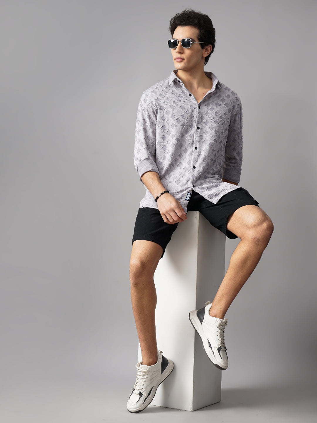 Men Furano Grey Self-Design Shirt
