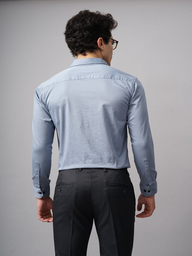 Men Refine Blue Solid Shirt