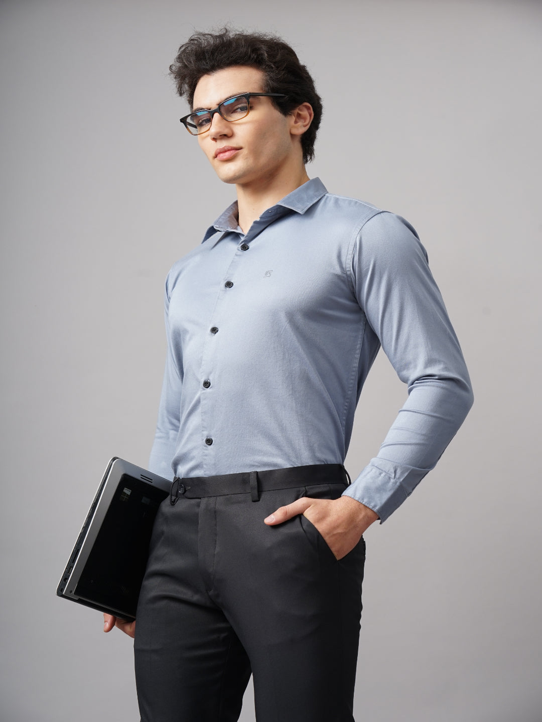 Men Refine Blue Solid Shirt