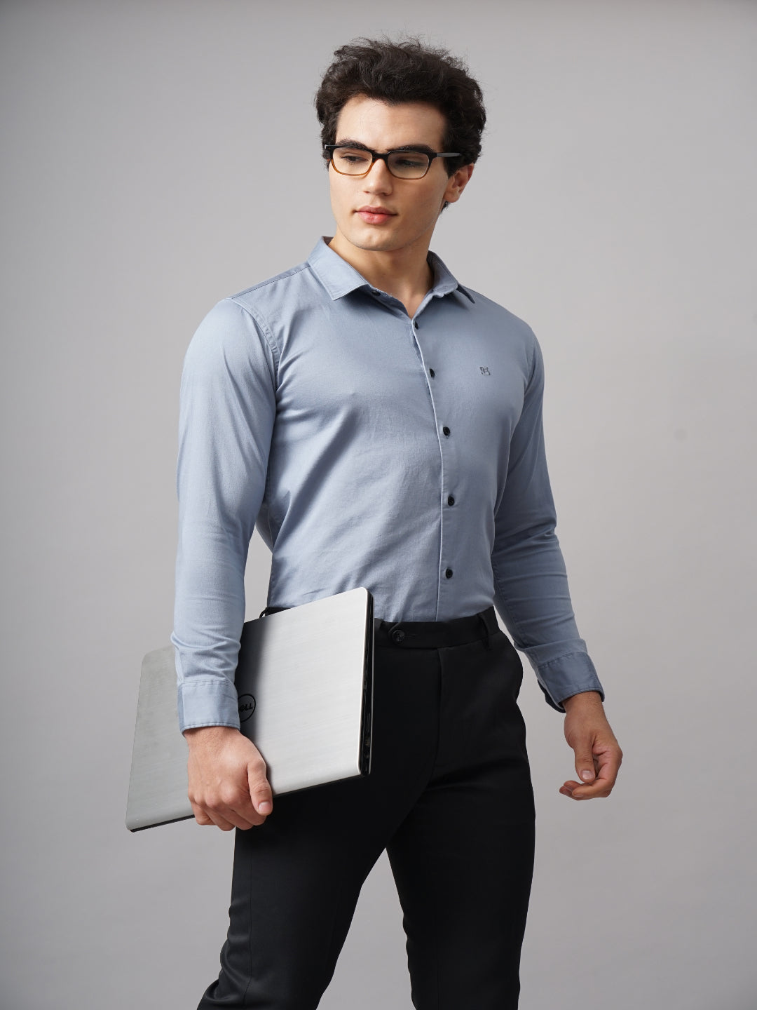 Men Refine Blue Solid Shirt