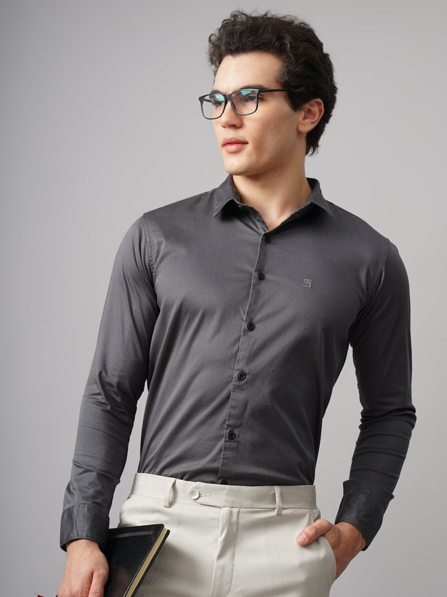 Men Refine Charcoal Solid Shirt