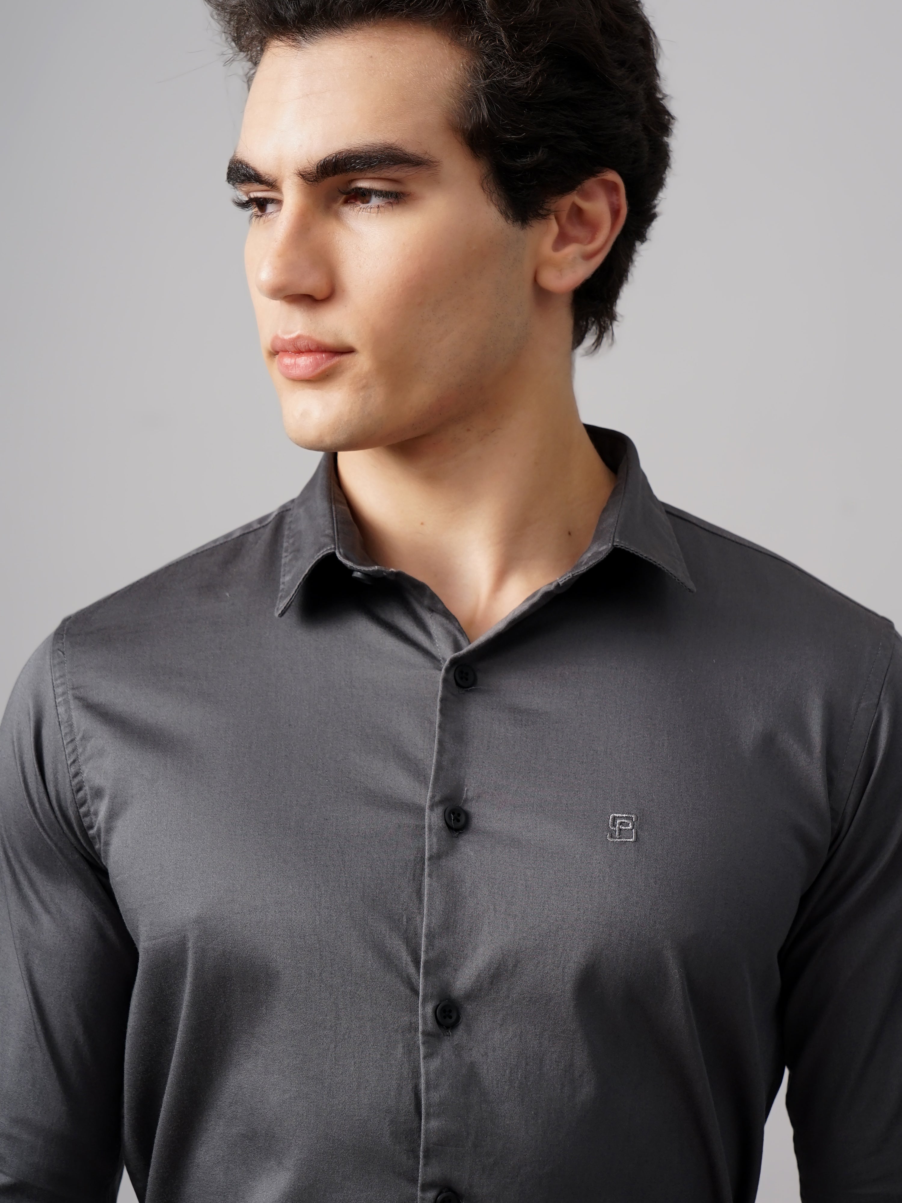 Men Refine Charcoal Solid Shirt