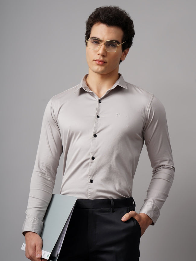 Men Refine Grey Solid Shirt