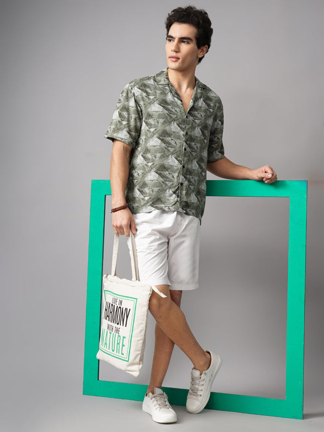 Men Rove Green Oversized Rayon Shirt