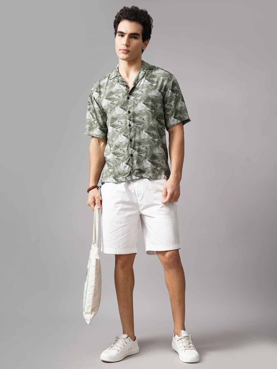 Men Rove Green Oversized Rayon Shirt