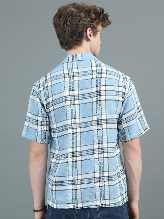 Men Solace Blue Checks Relaxed Shirt