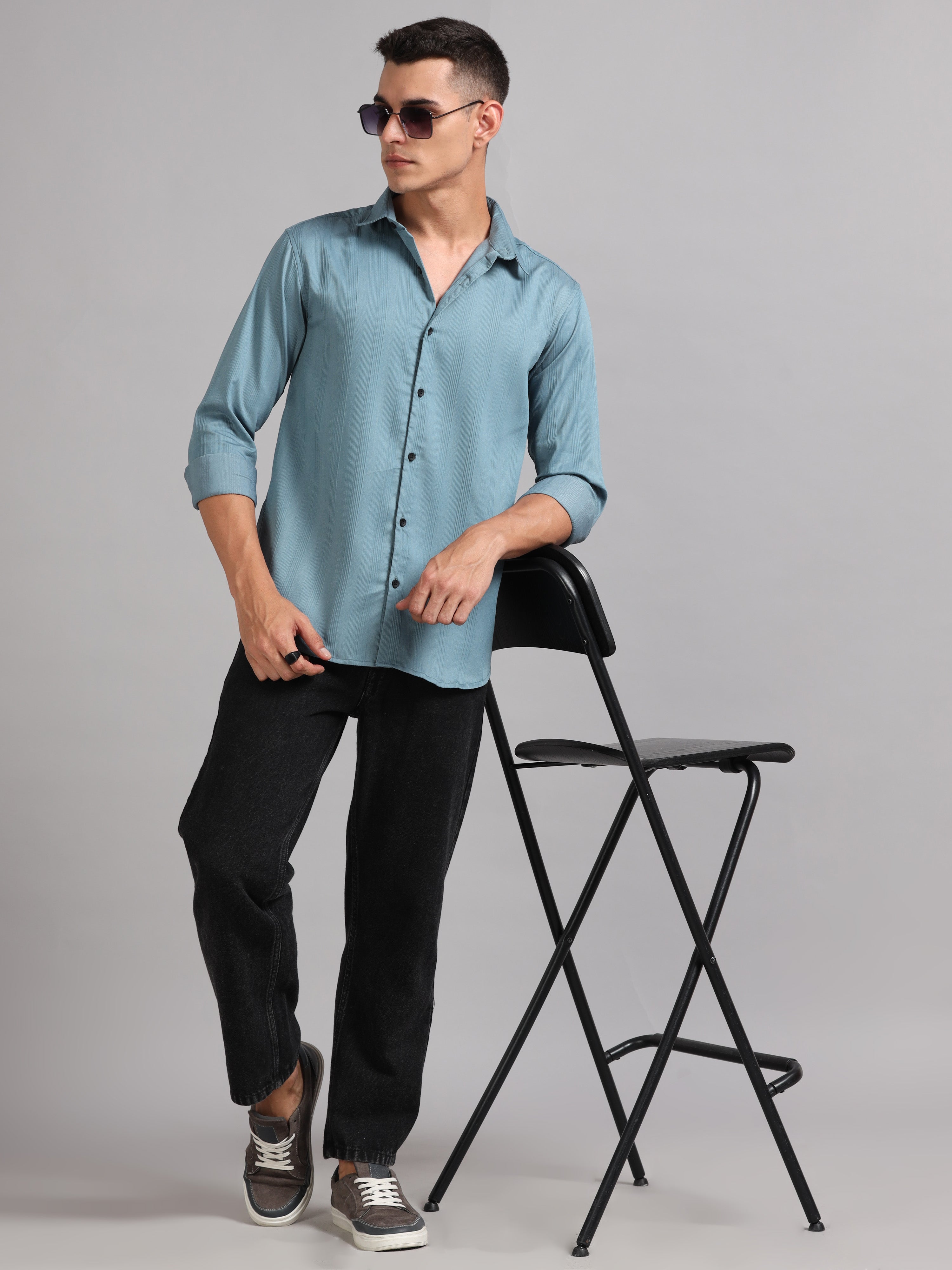 Men Cordura Solid Black Shirt