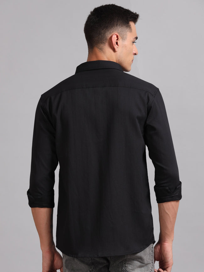 Men Cordura Solid Black Shirt