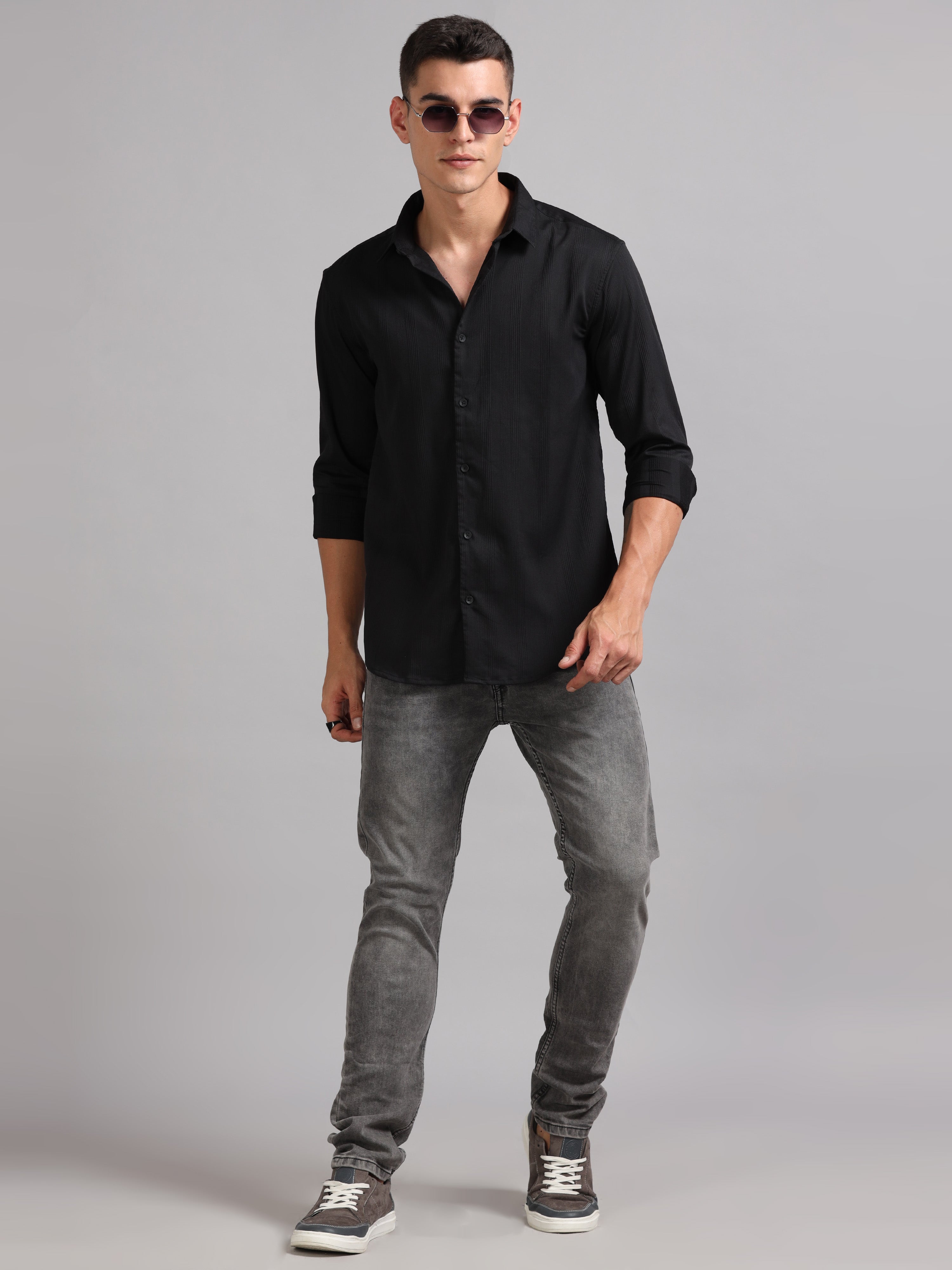 Men Cordura Solid Brown Shirt