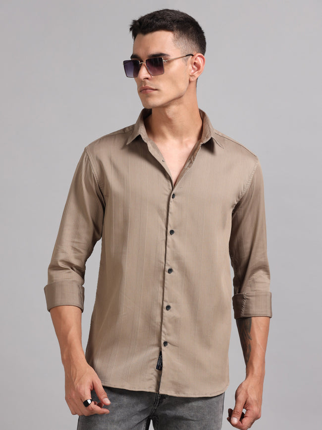 Men Cordura Solid Brown Shirt