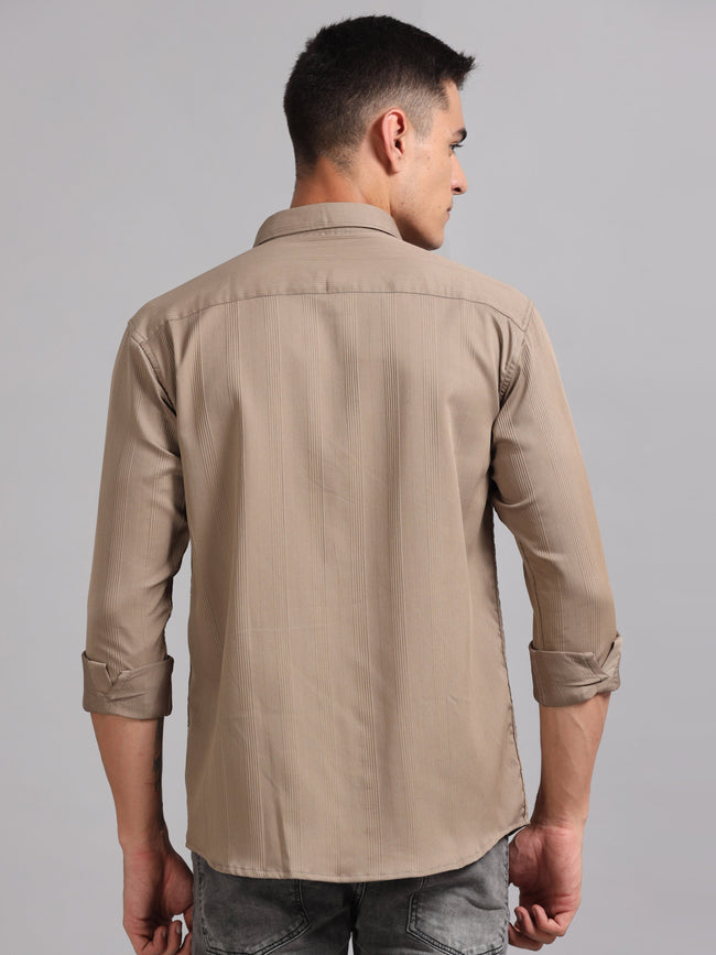 Men Cordura Solid Brown Shirt