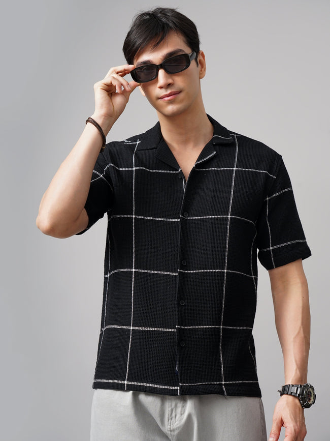 Men Apex Checks Black Shirt