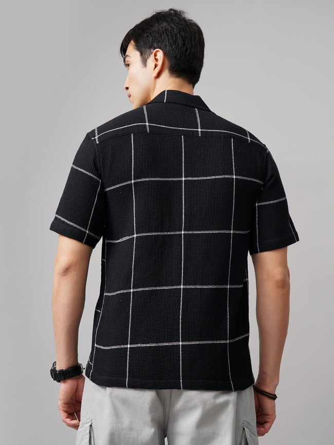 Men Apex Checks Black Shirt
