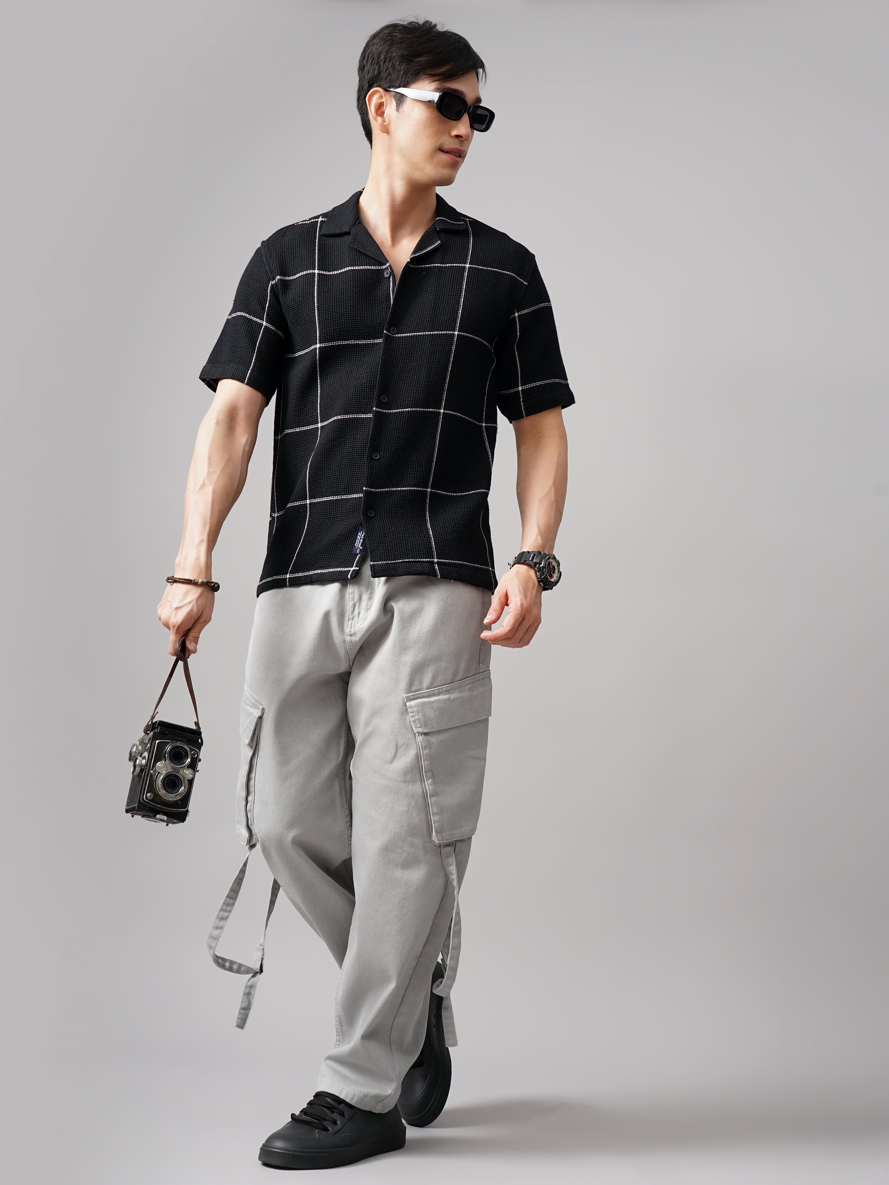 Men Apex Checks Cream Shirt