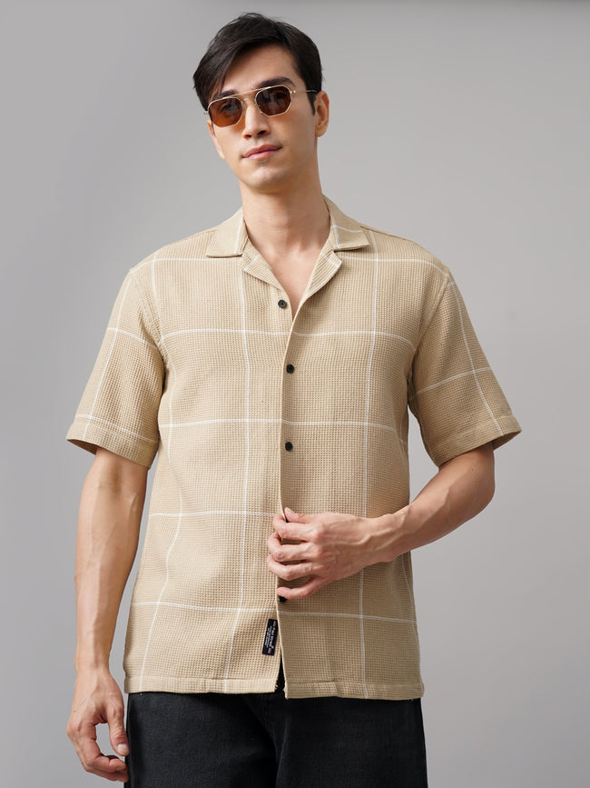 Men Apex Checks Cream Shirt
