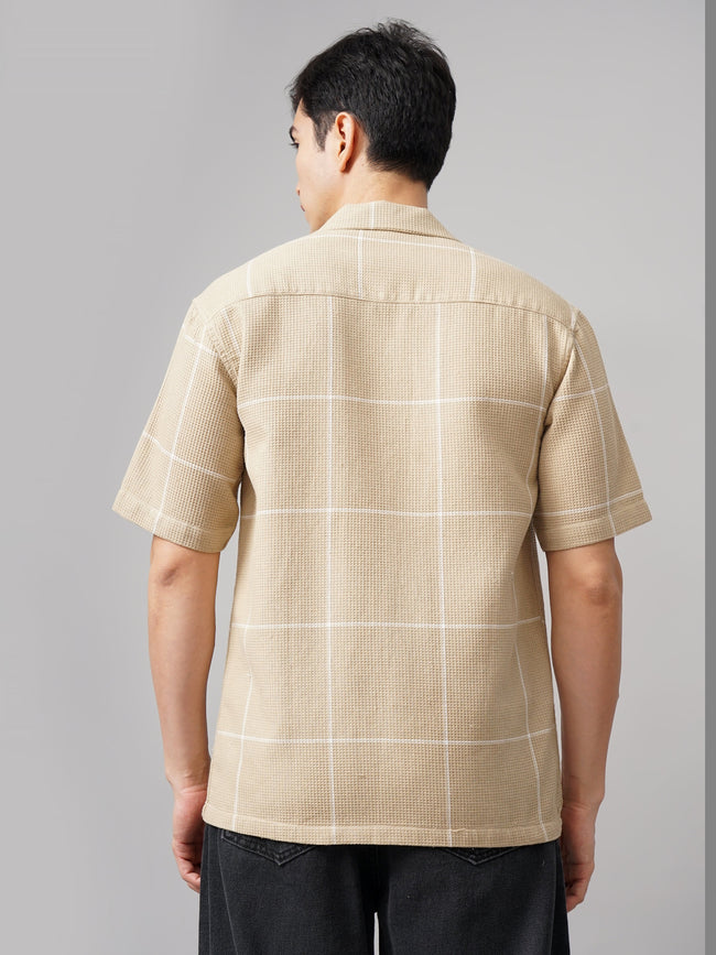 Men Apex Checks Cream Shirt