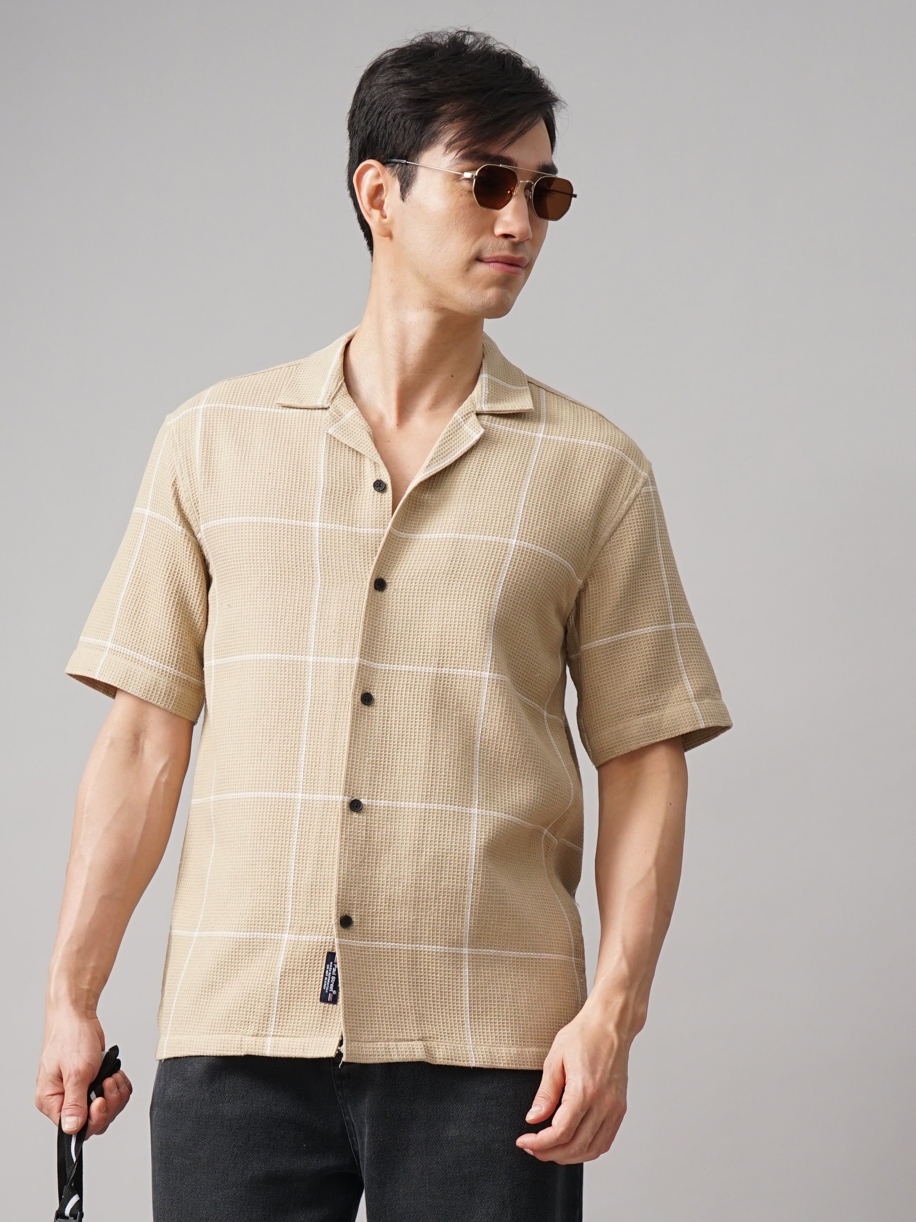 Men Apex Checks Cream Shirt