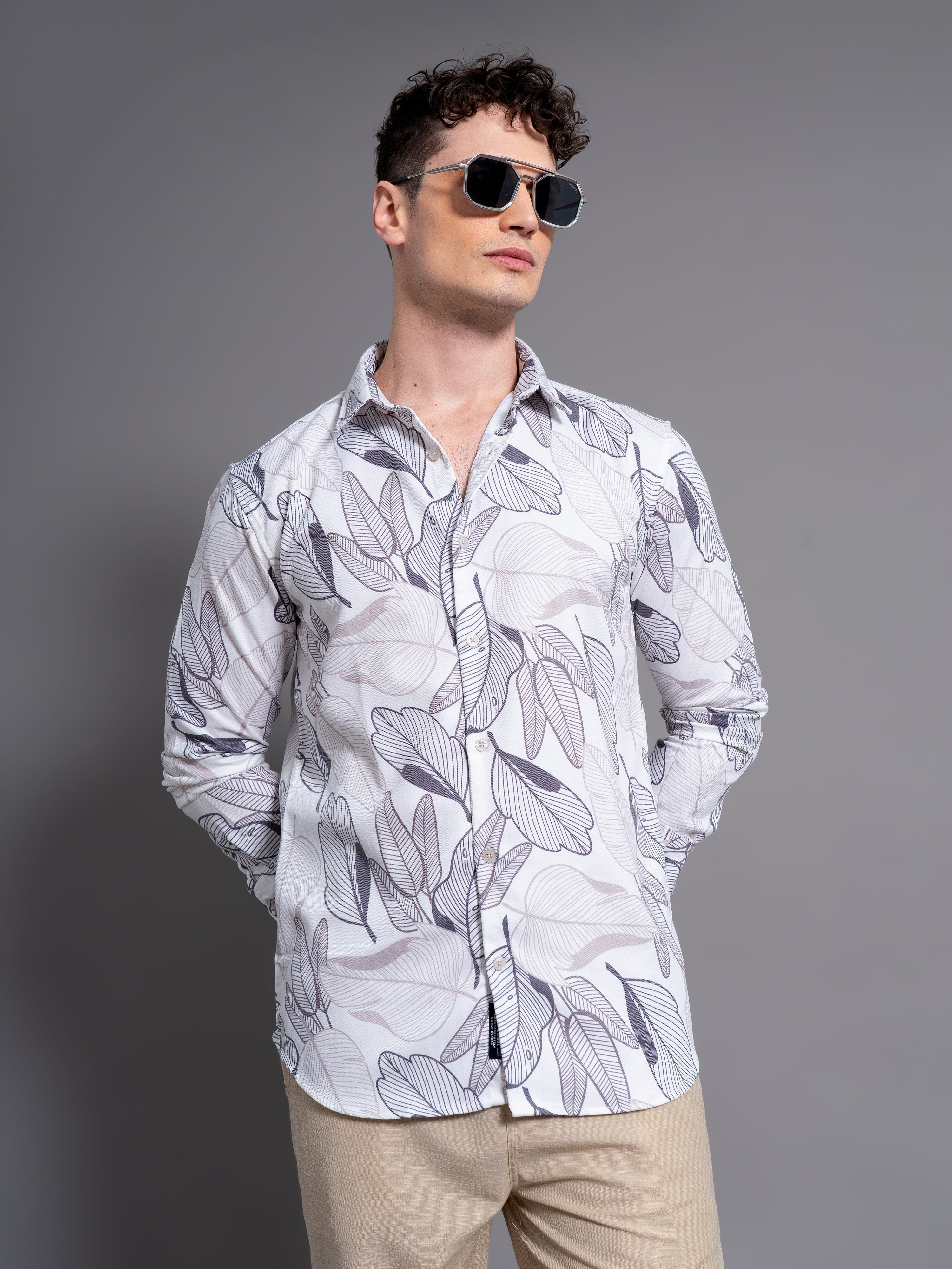 Men Bloom White Floral Shirt