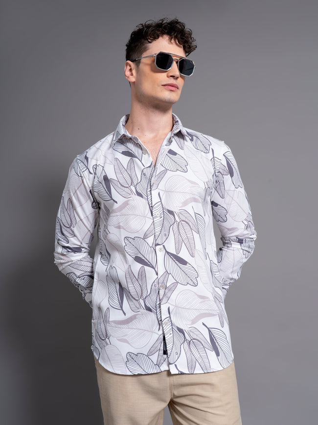 Men Bloom White Floral Shirt