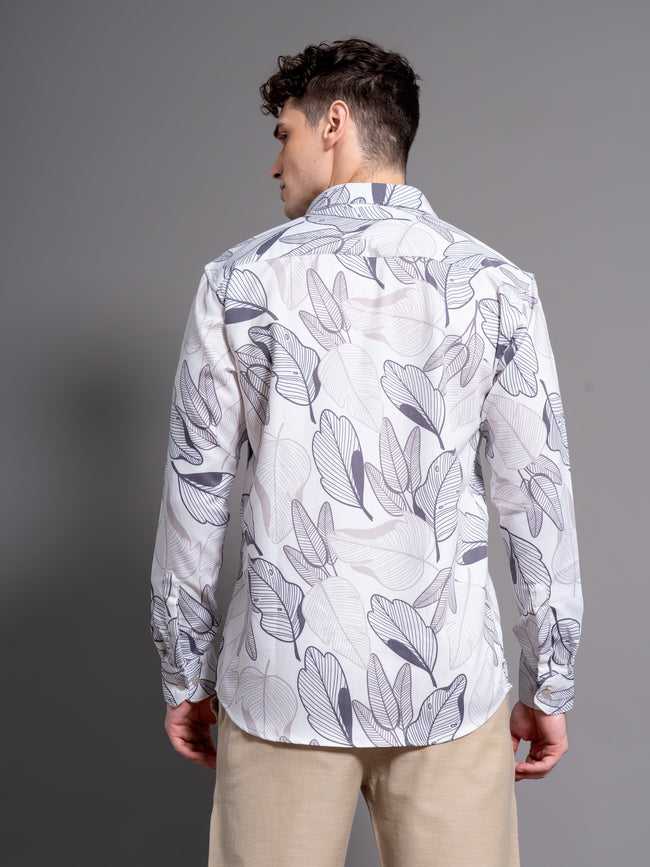 Men Bloom White Floral Shirt
