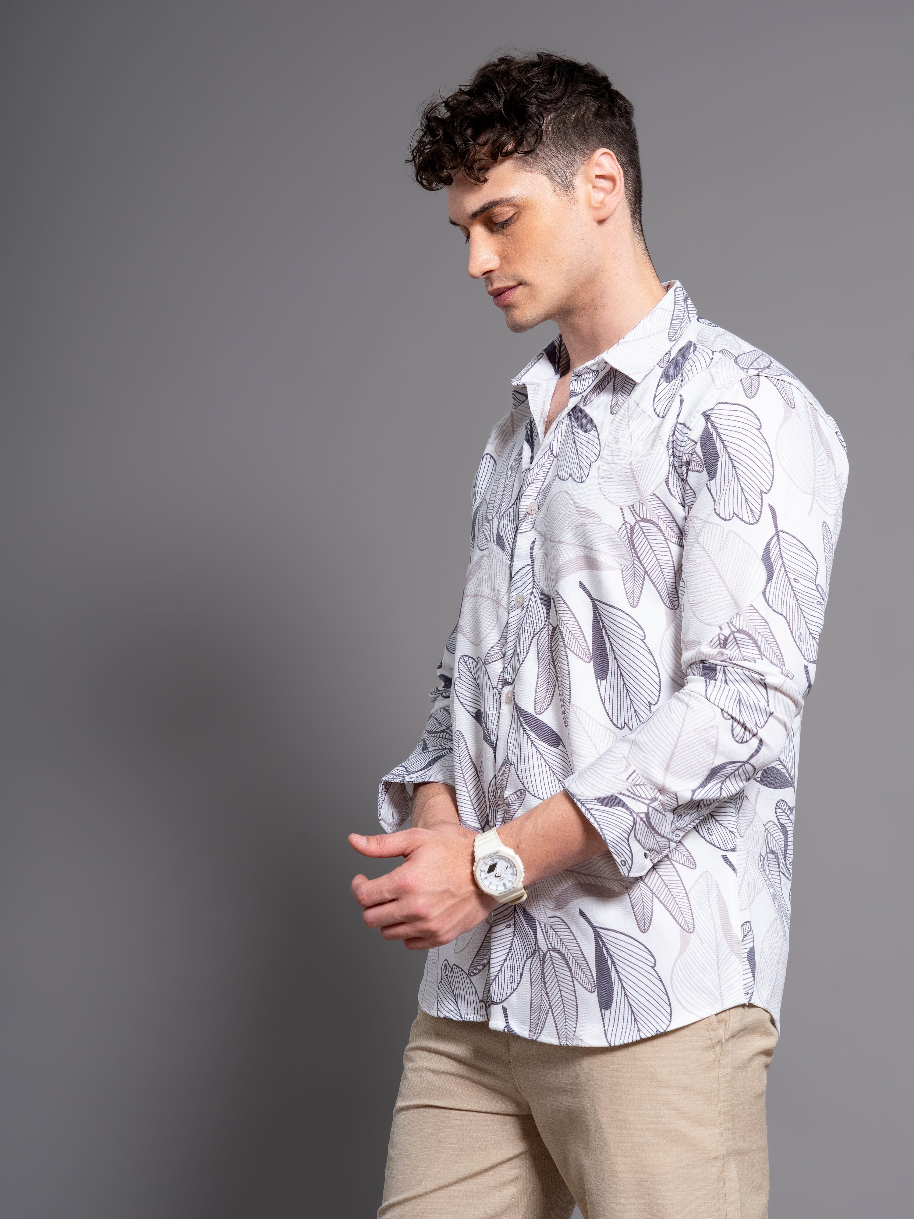 Men Bloom White Floral Shirt