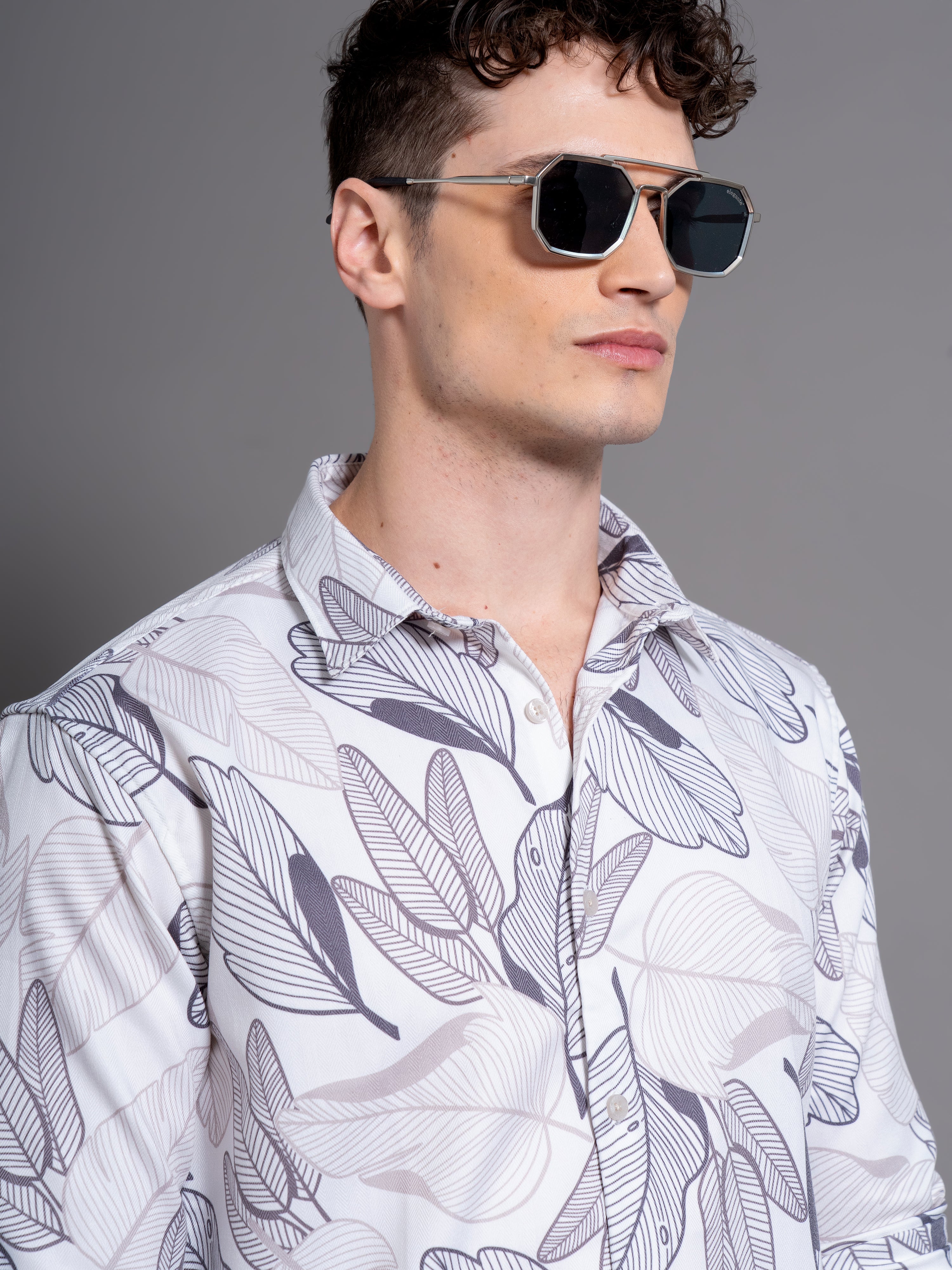Men Bloom White Floral Shirt