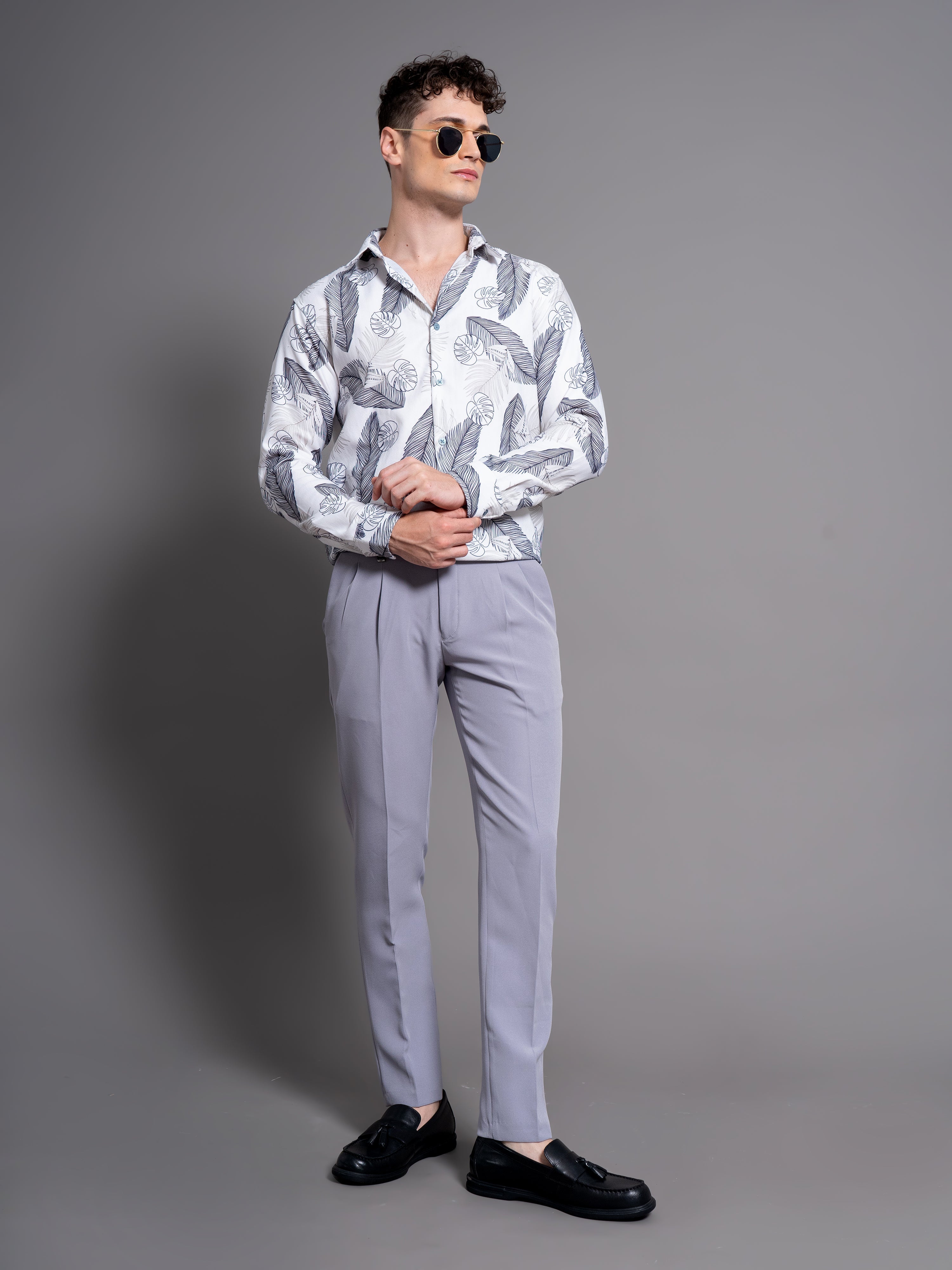 Men Brine White Floral Shirt