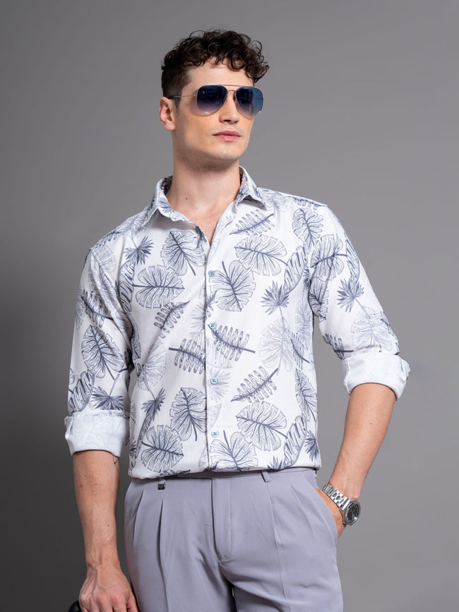 Men Brine White Floral Shirt