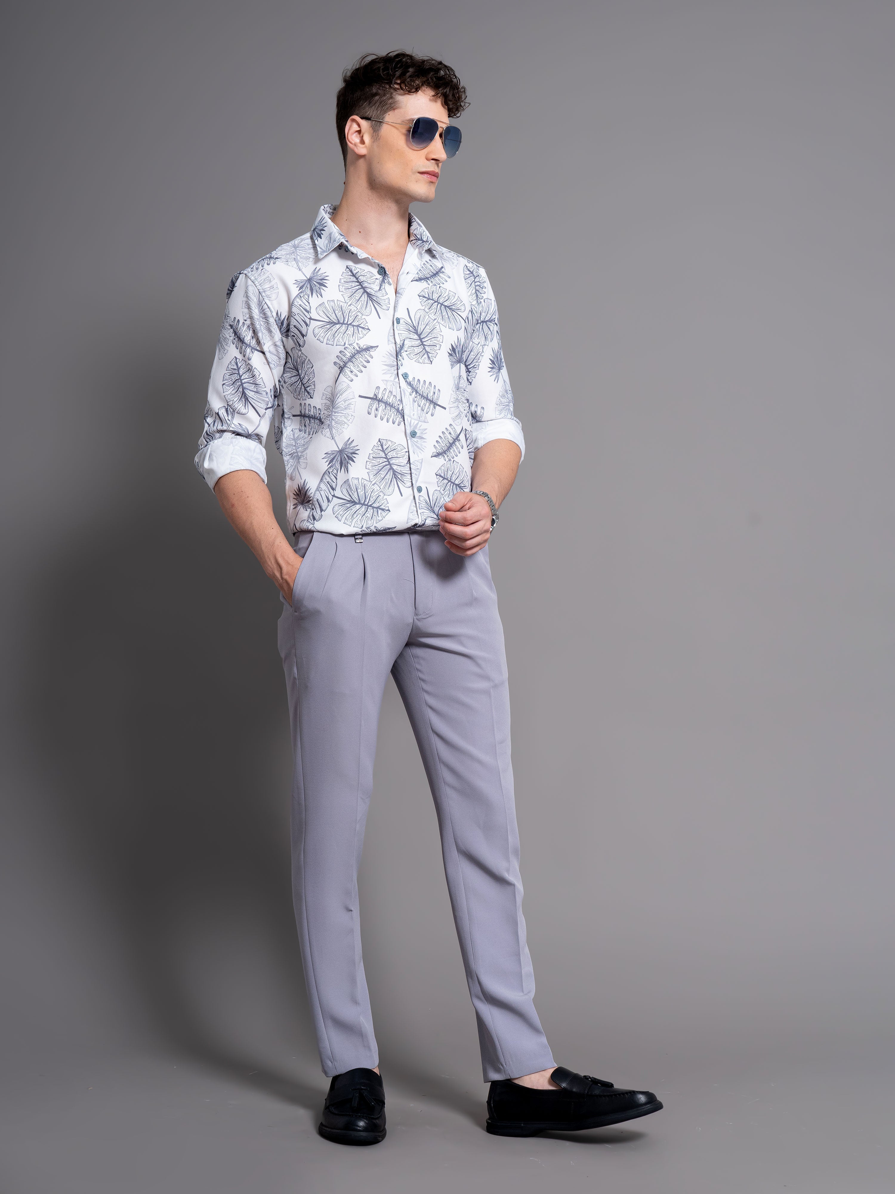 Men Bask Blue Floral Shirt