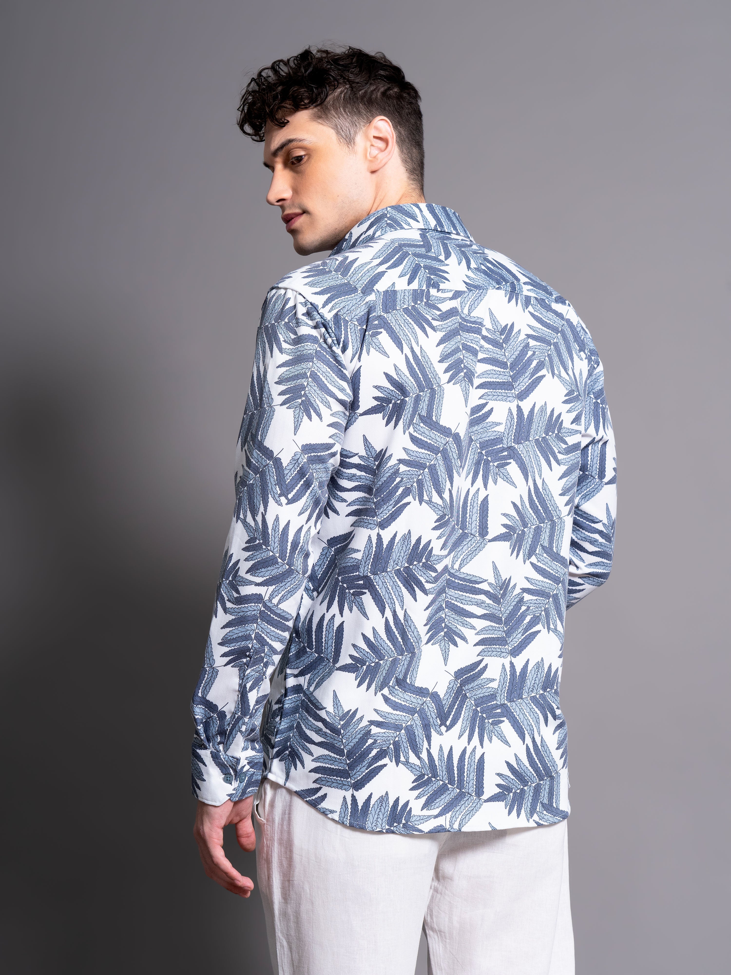 Men Bask Blue Floral Shirt