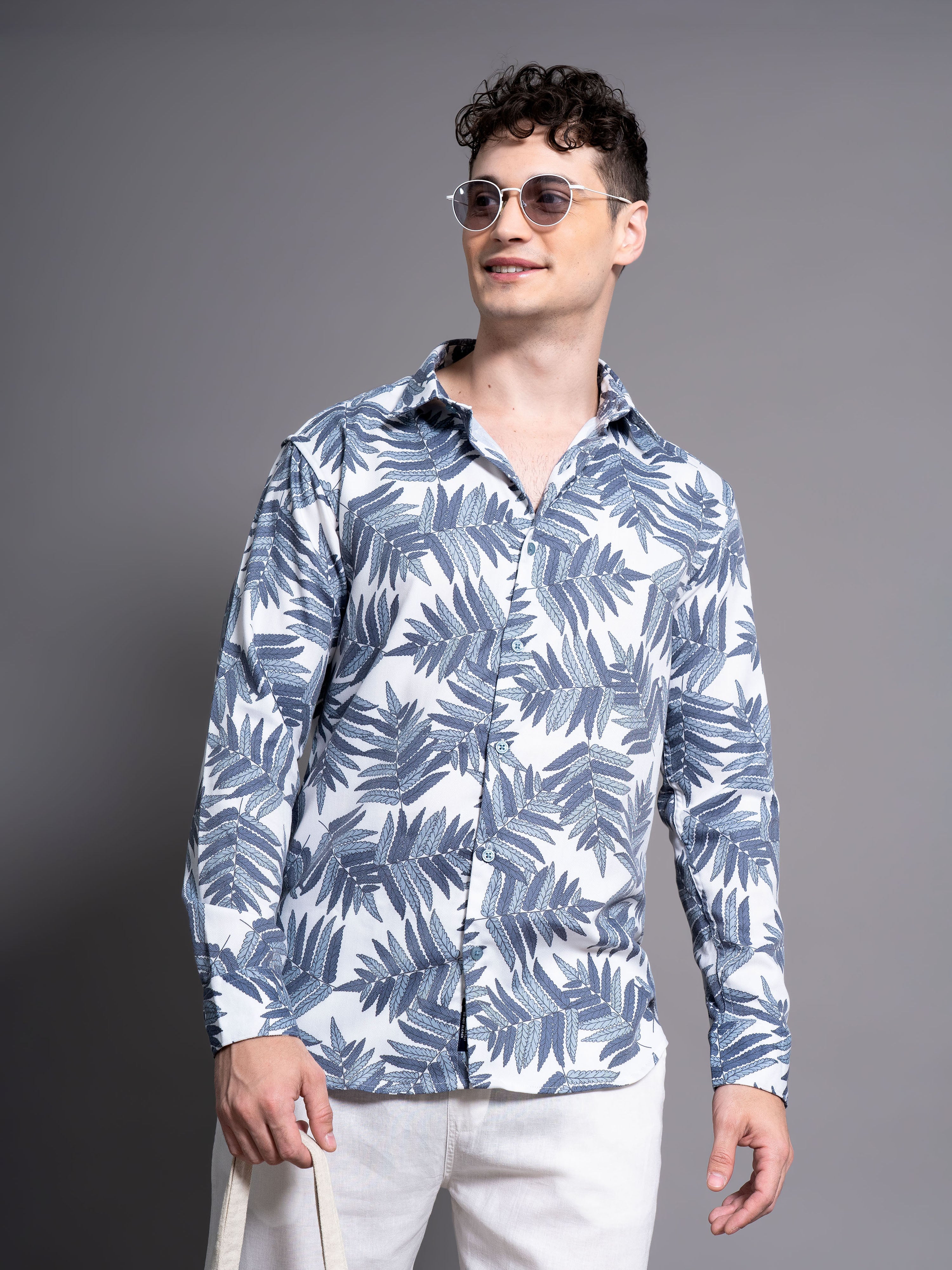 Men Bask Blue Floral Shirt
