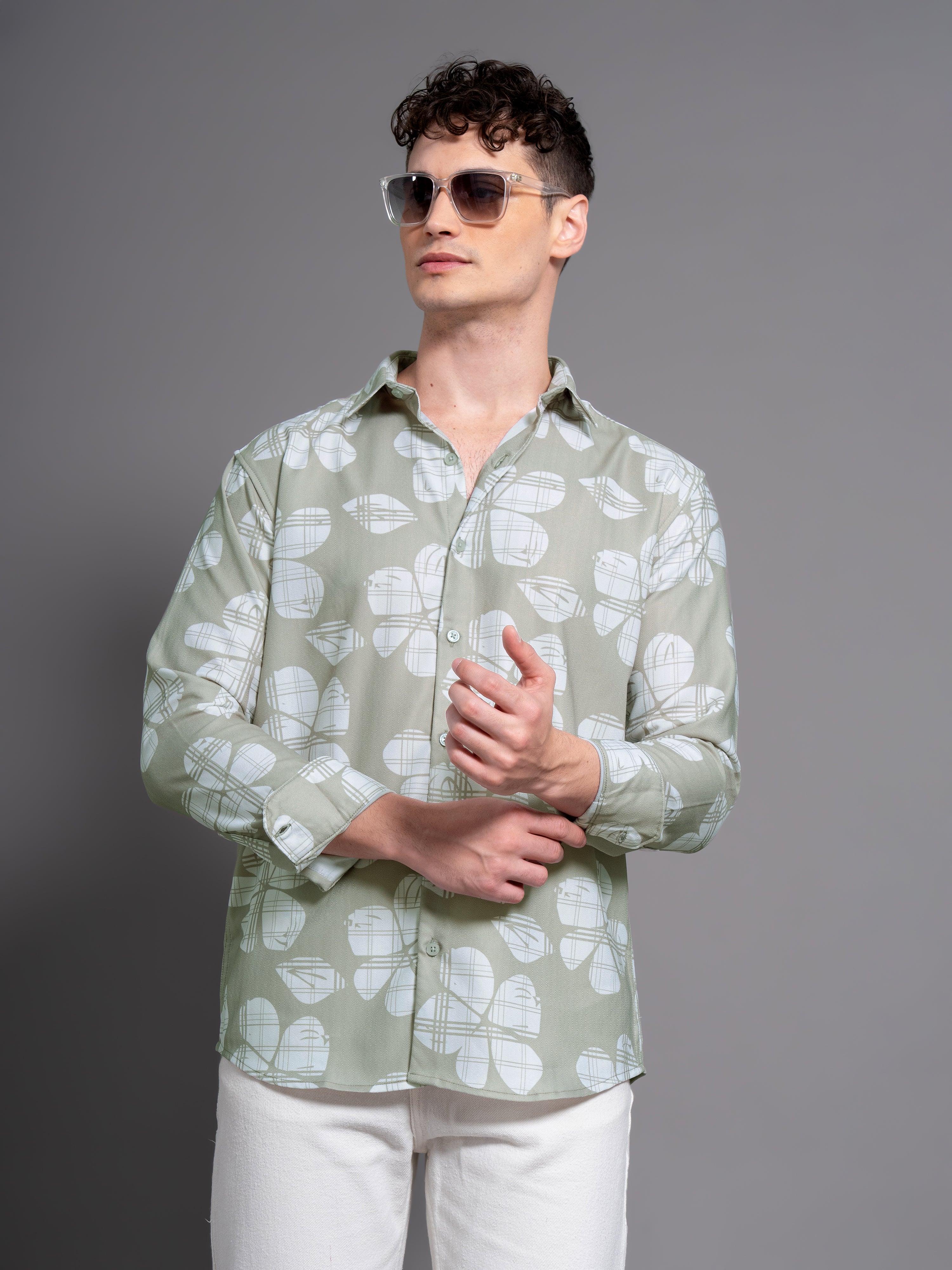 Men Bossa Green Floral Shirt
