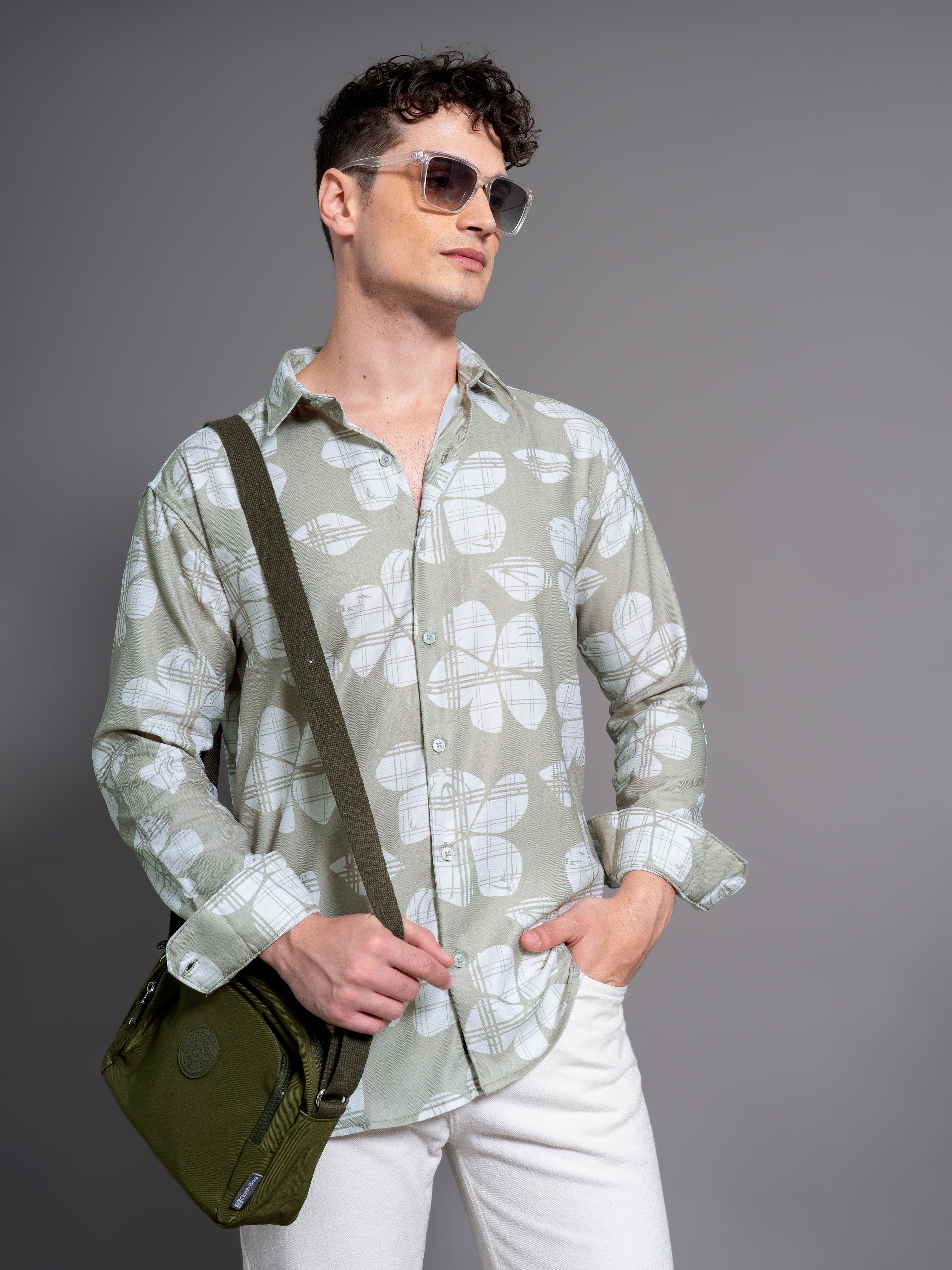 Men Bossa Green Floral Shirt