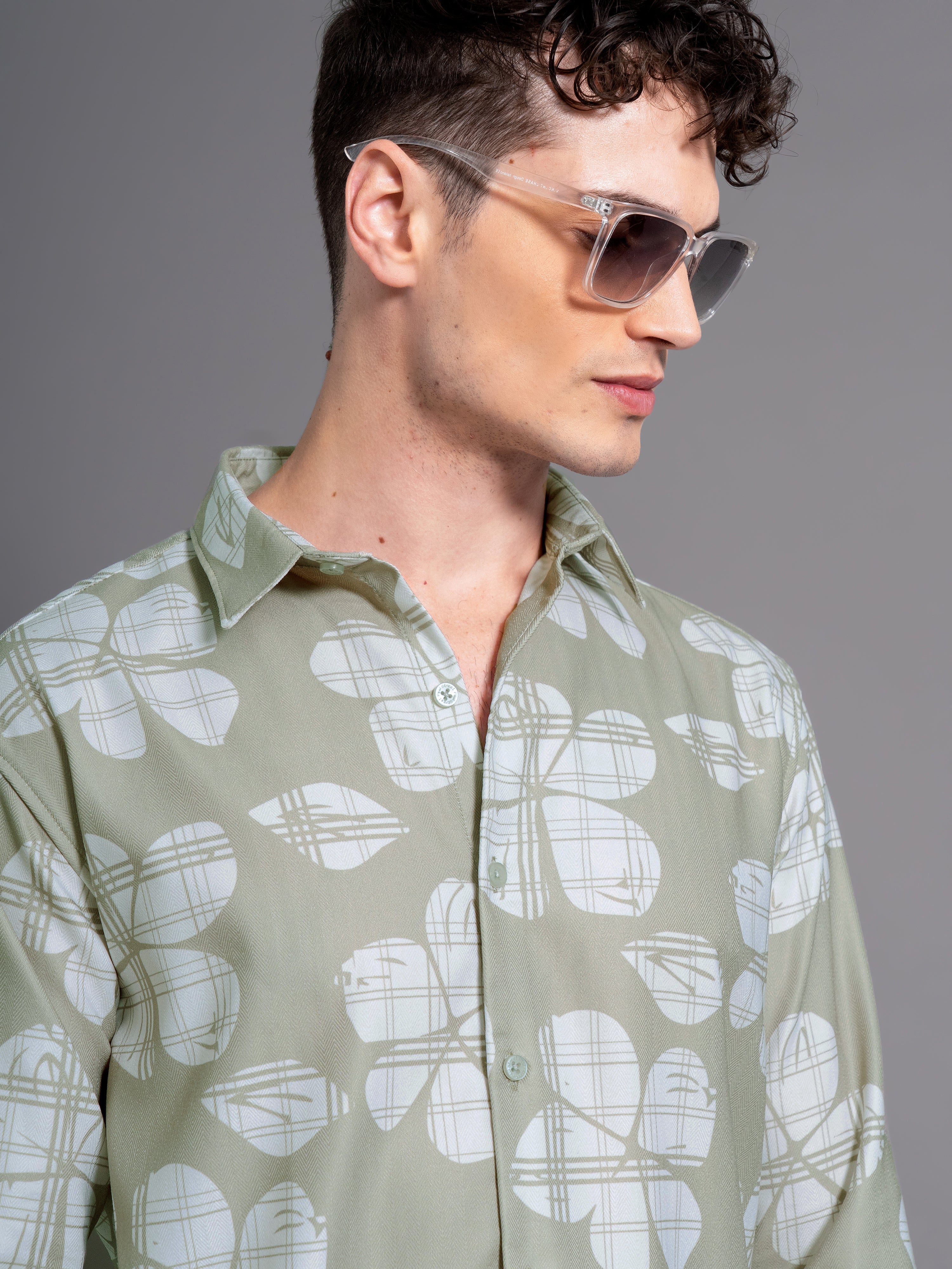 Men Bossa Green Floral Shirt