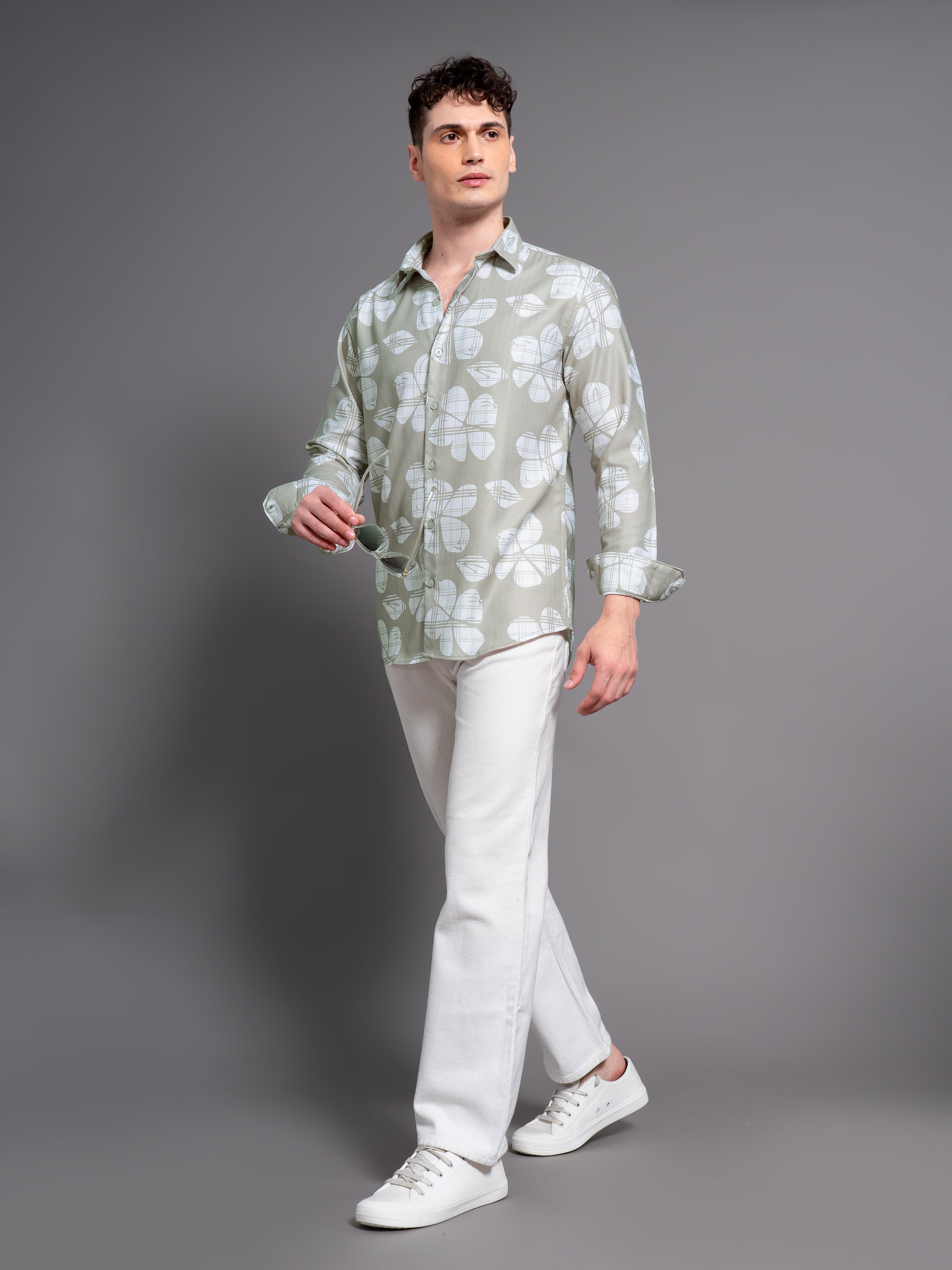 Men Bossa Green Floral Shirt