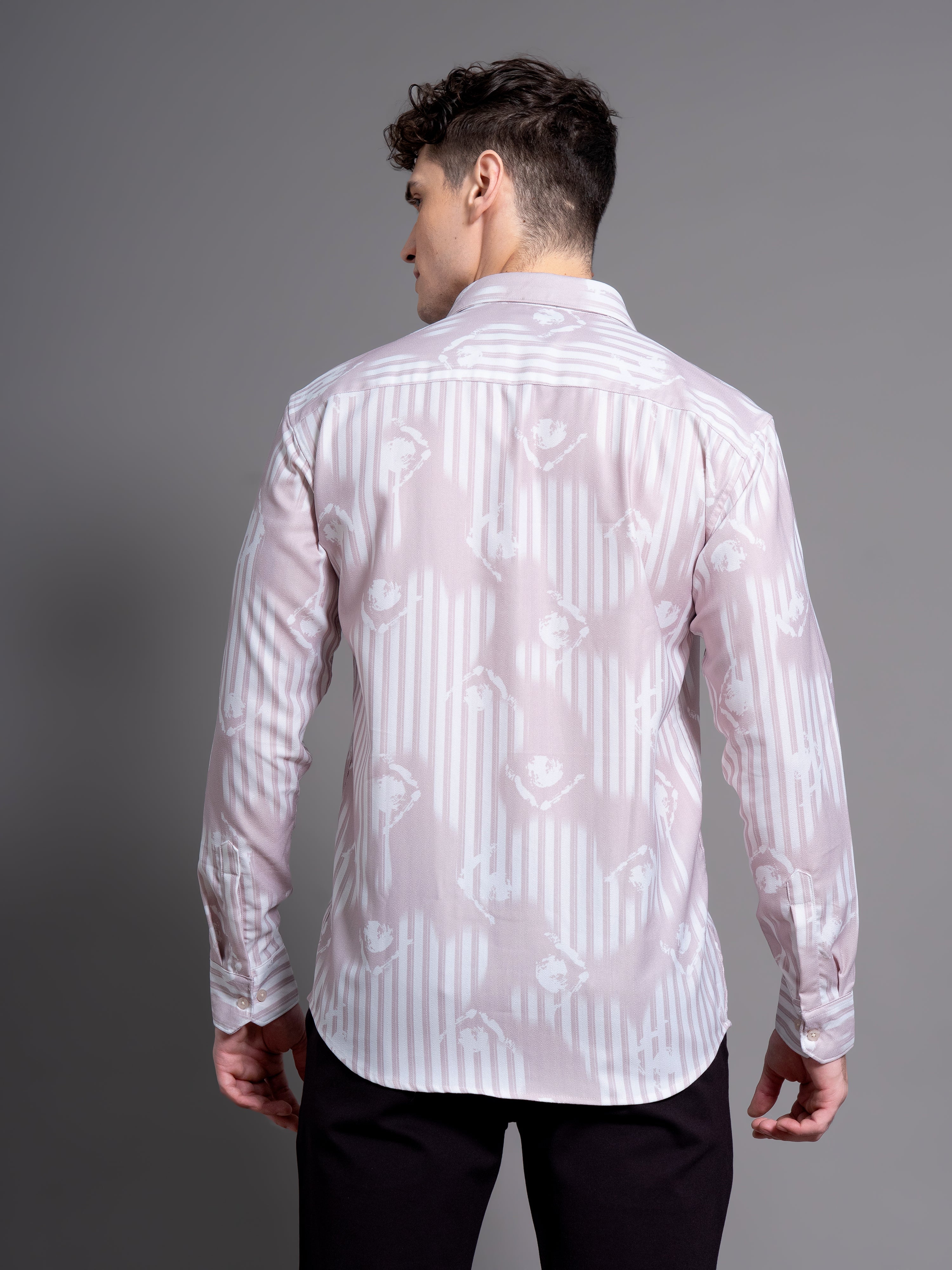 Men Cadre Beige Abstract Shirt