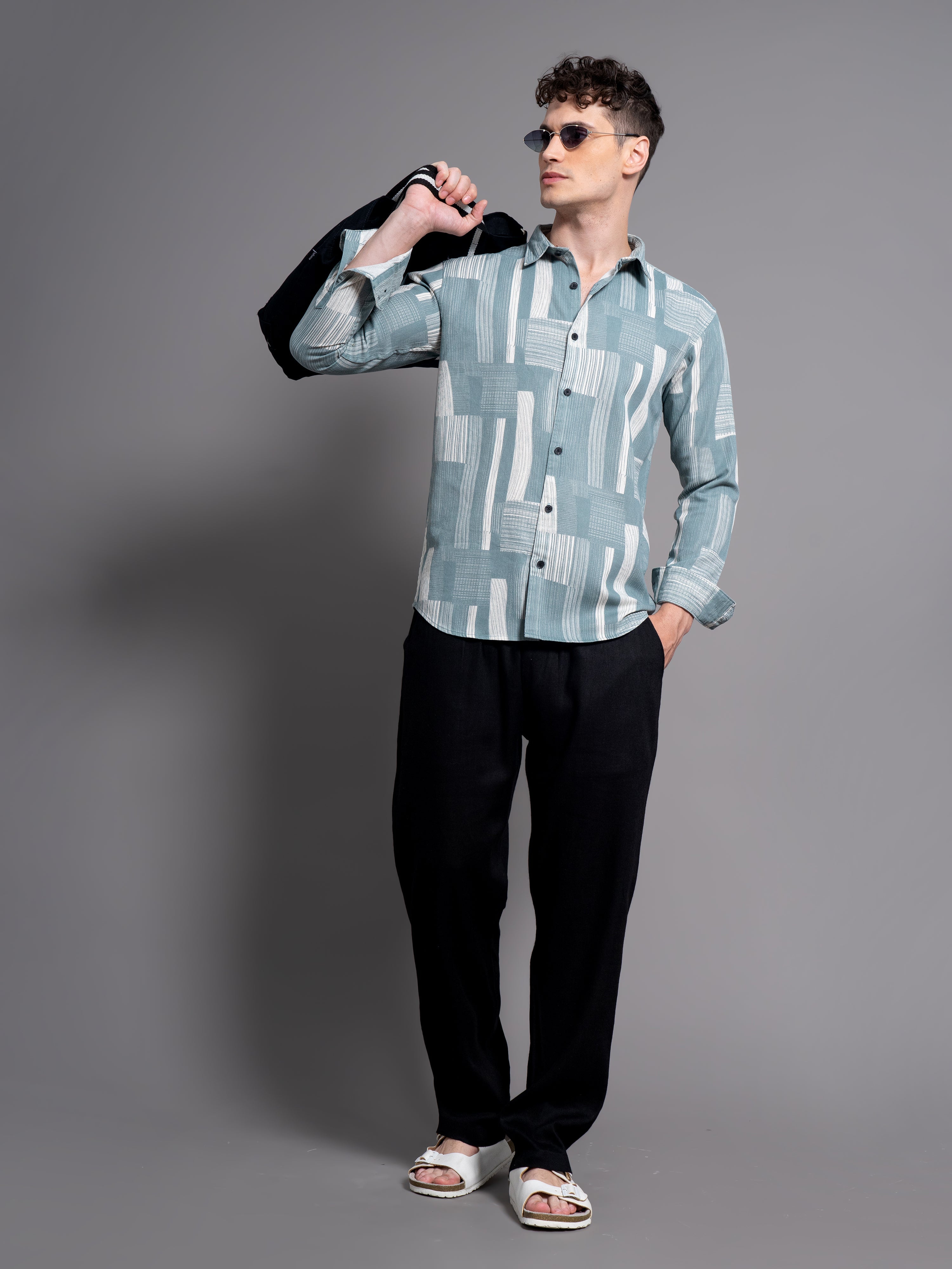 Men Chime White Abstract Shirt