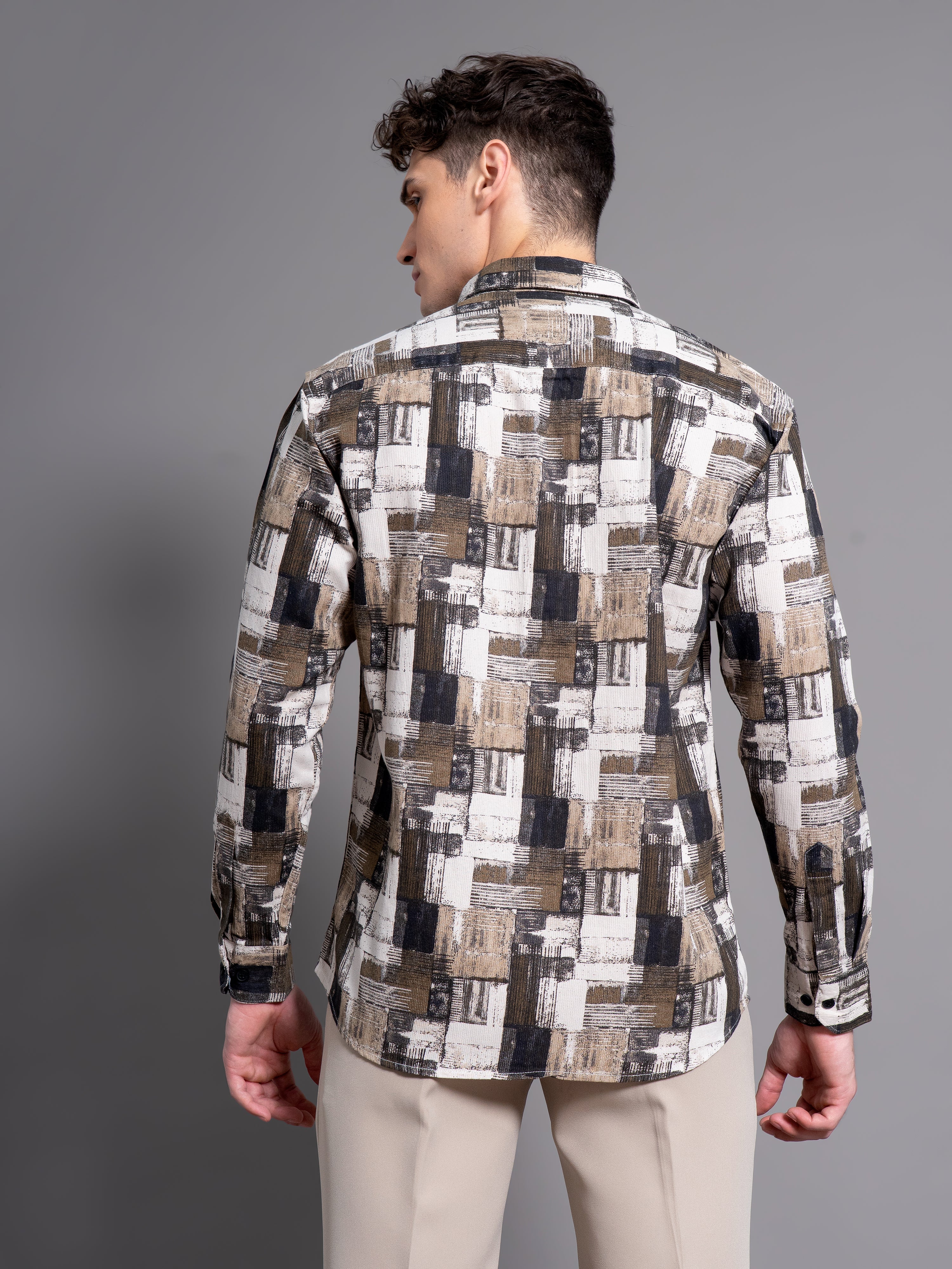Men Dune Cream Abstract Shirt