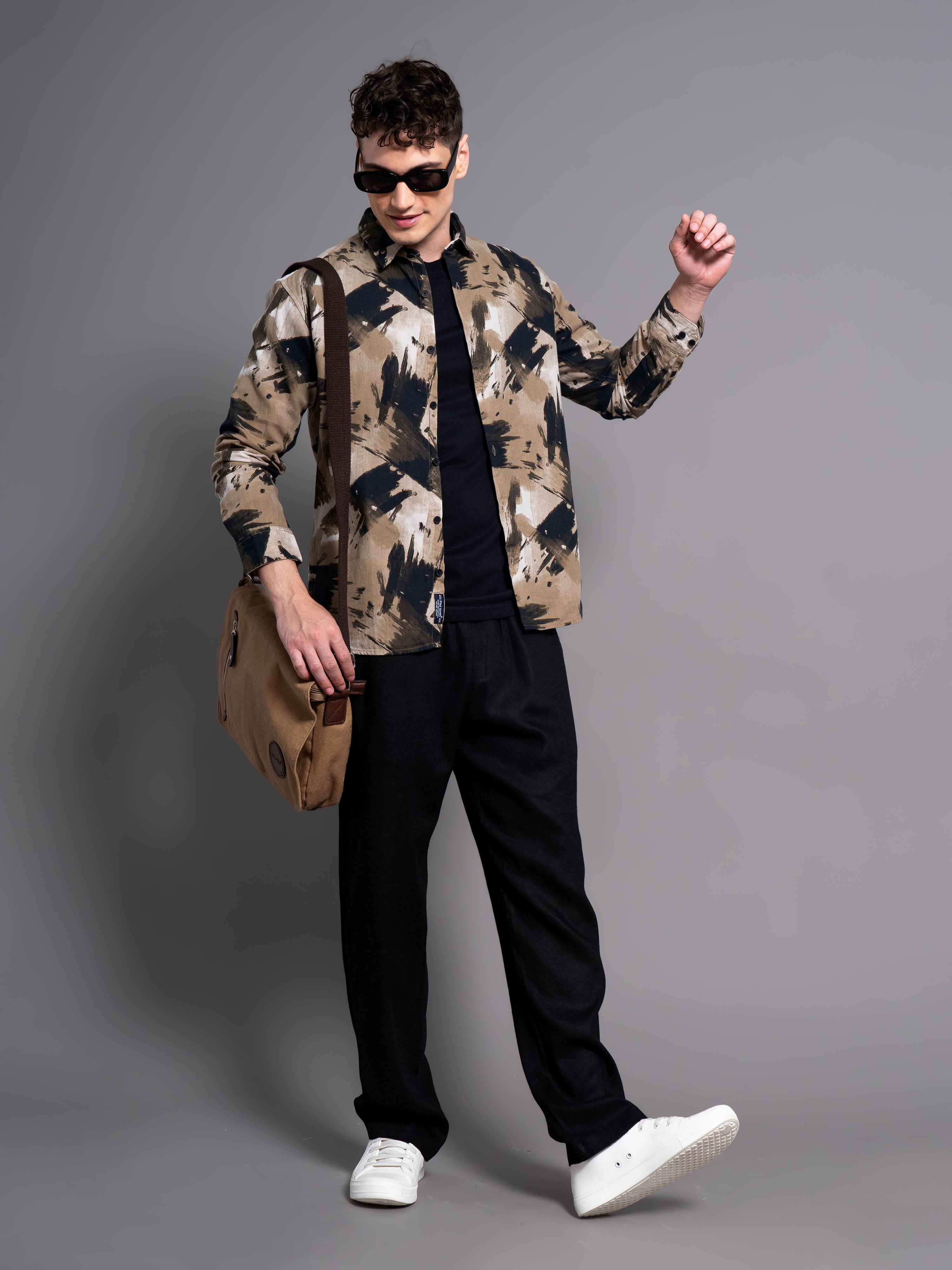 Men Clash Coffee Abstract Shirt