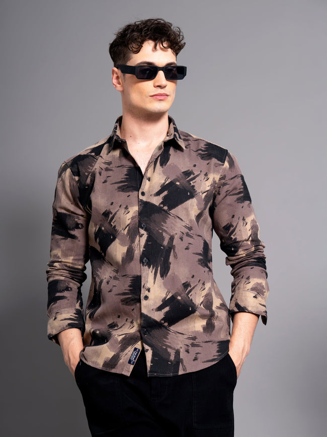 Men Clash Coffee Abstract Shirt