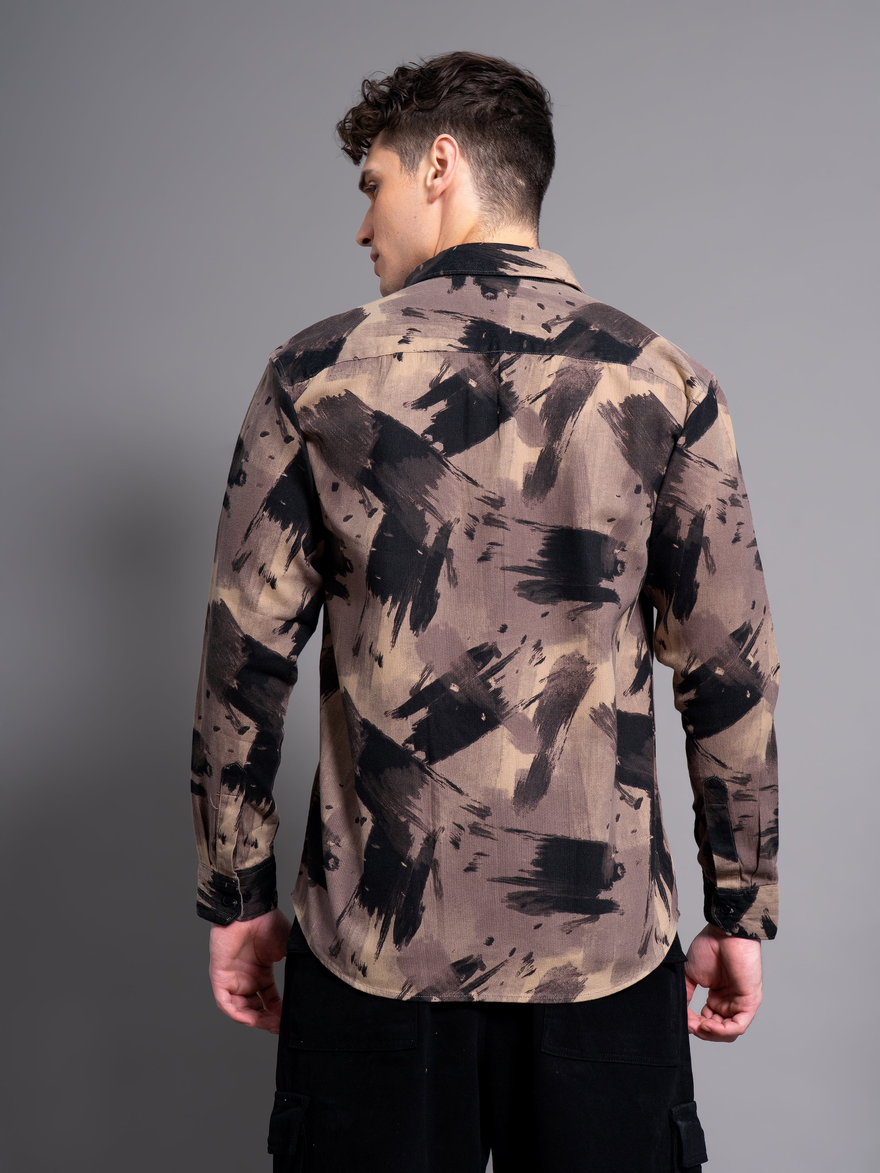 Men Clash Coffee Abstract Shirt