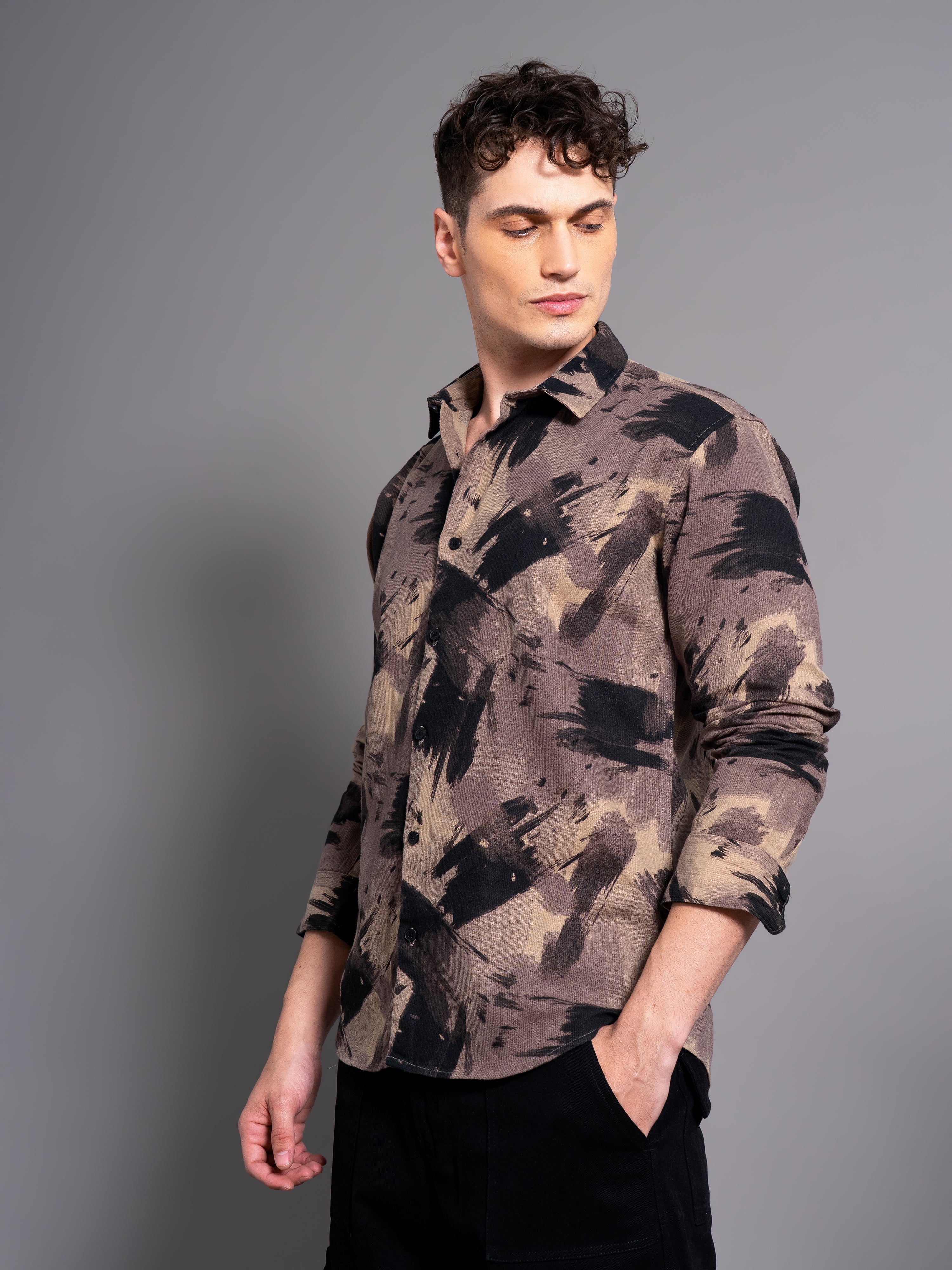 Men Clash Coffee Abstract Shirt