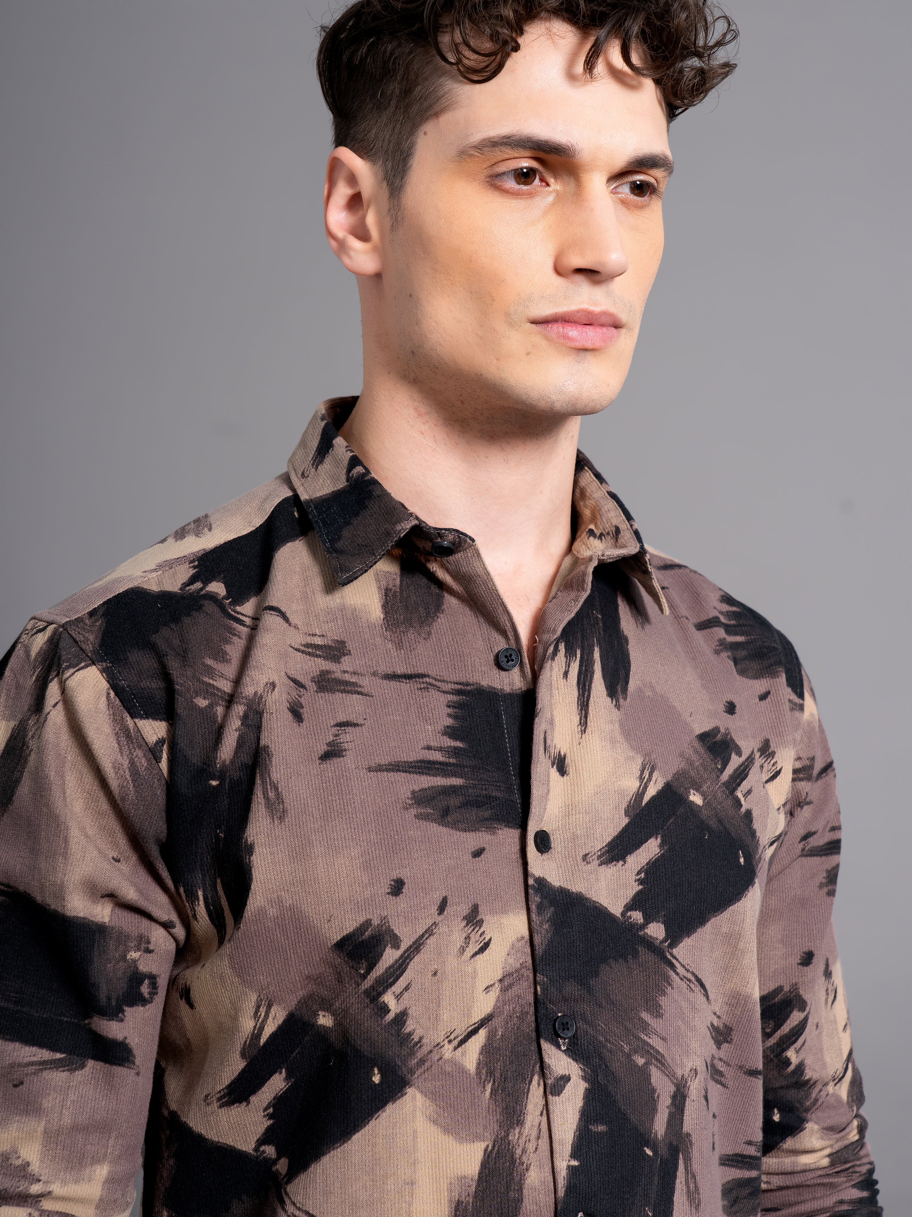 Men Clash Coffee Abstract Shirt
