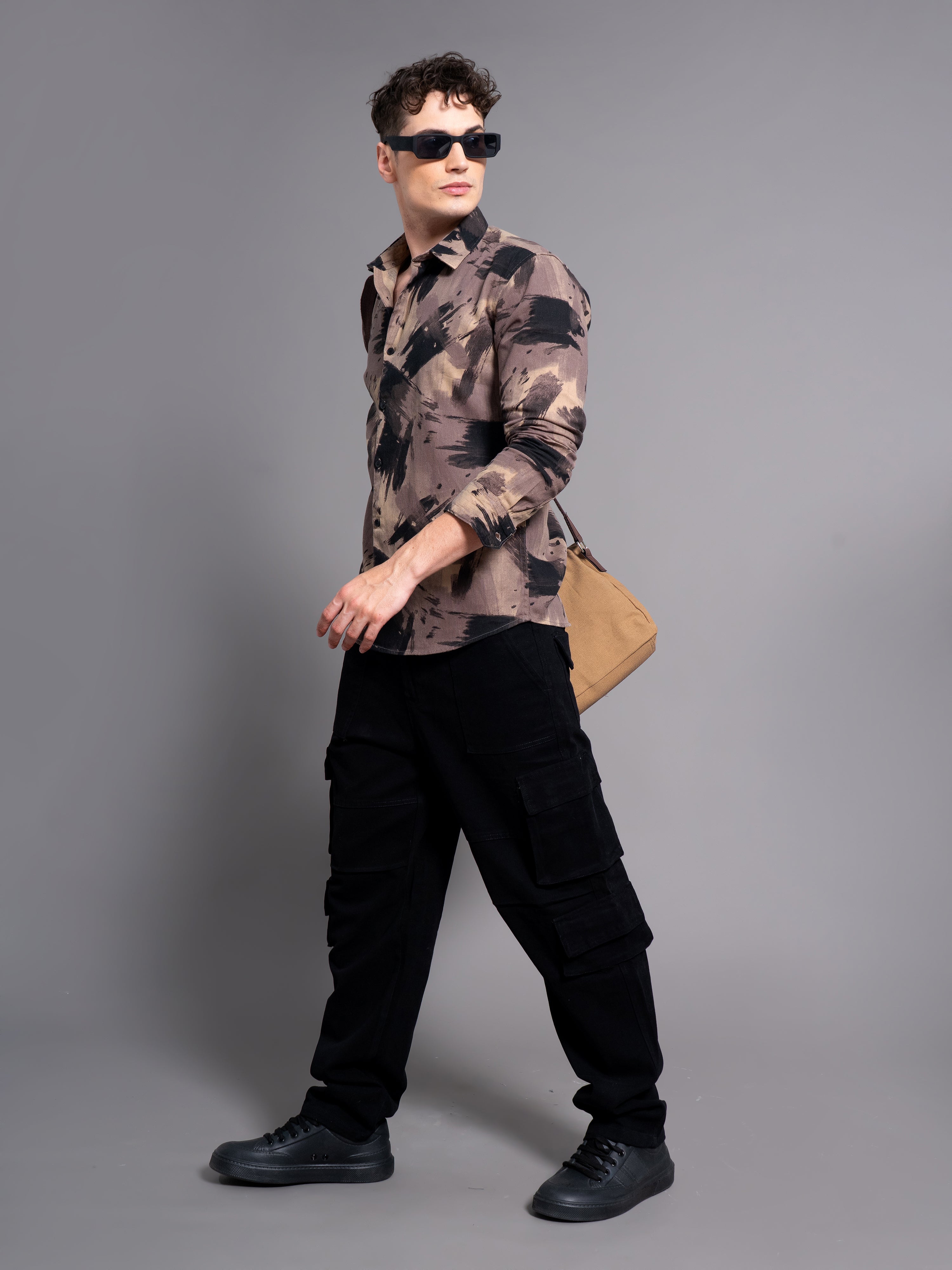Men Clash Coffee Abstract Shirt