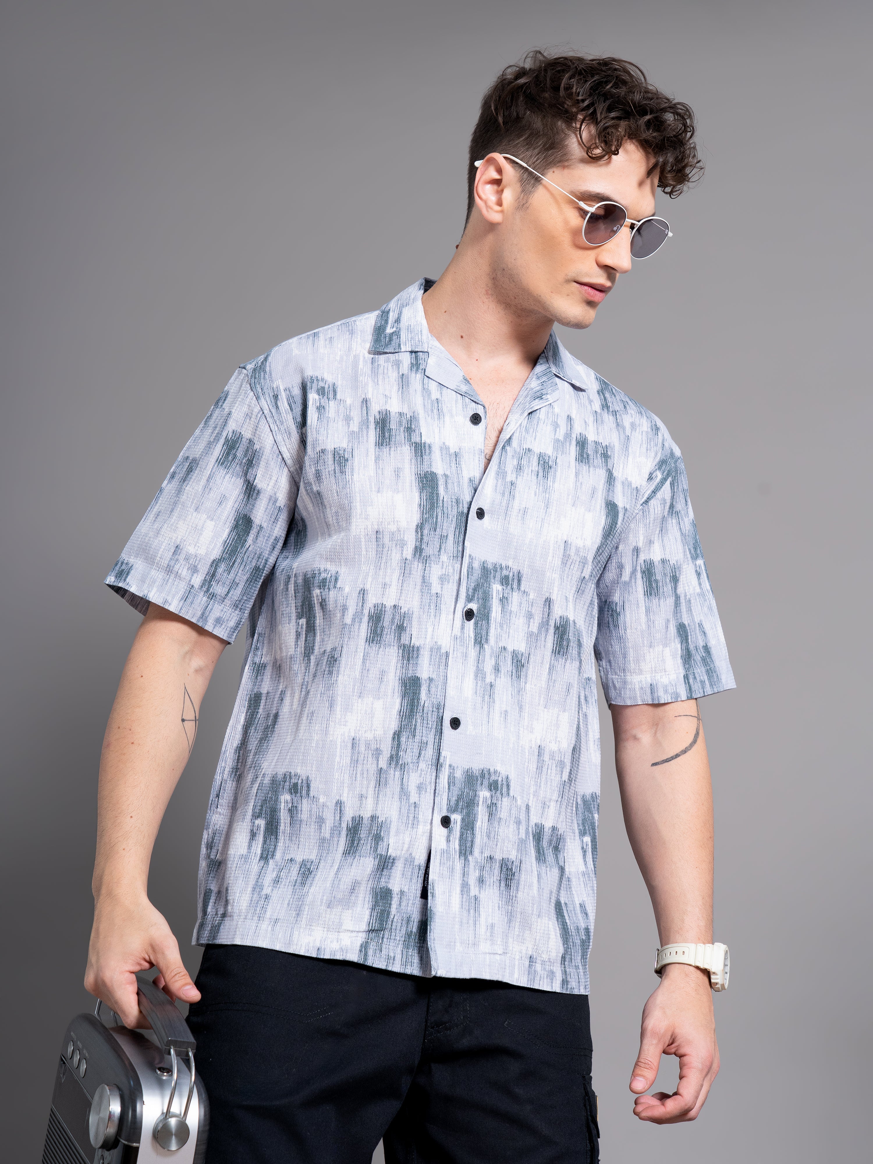 Men Davao Blue Waffle Shirt