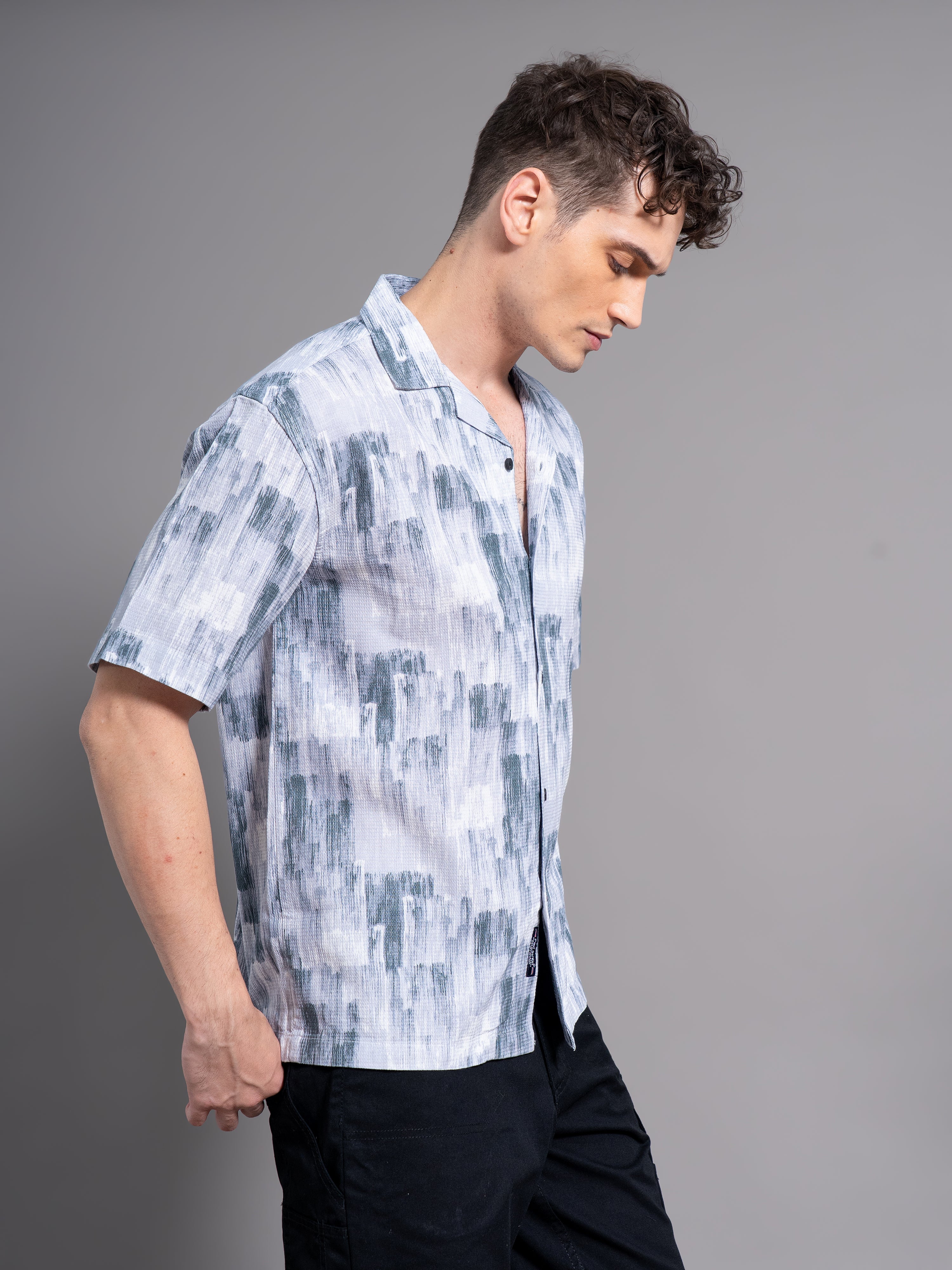 Men Davao Blue Waffle Shirt