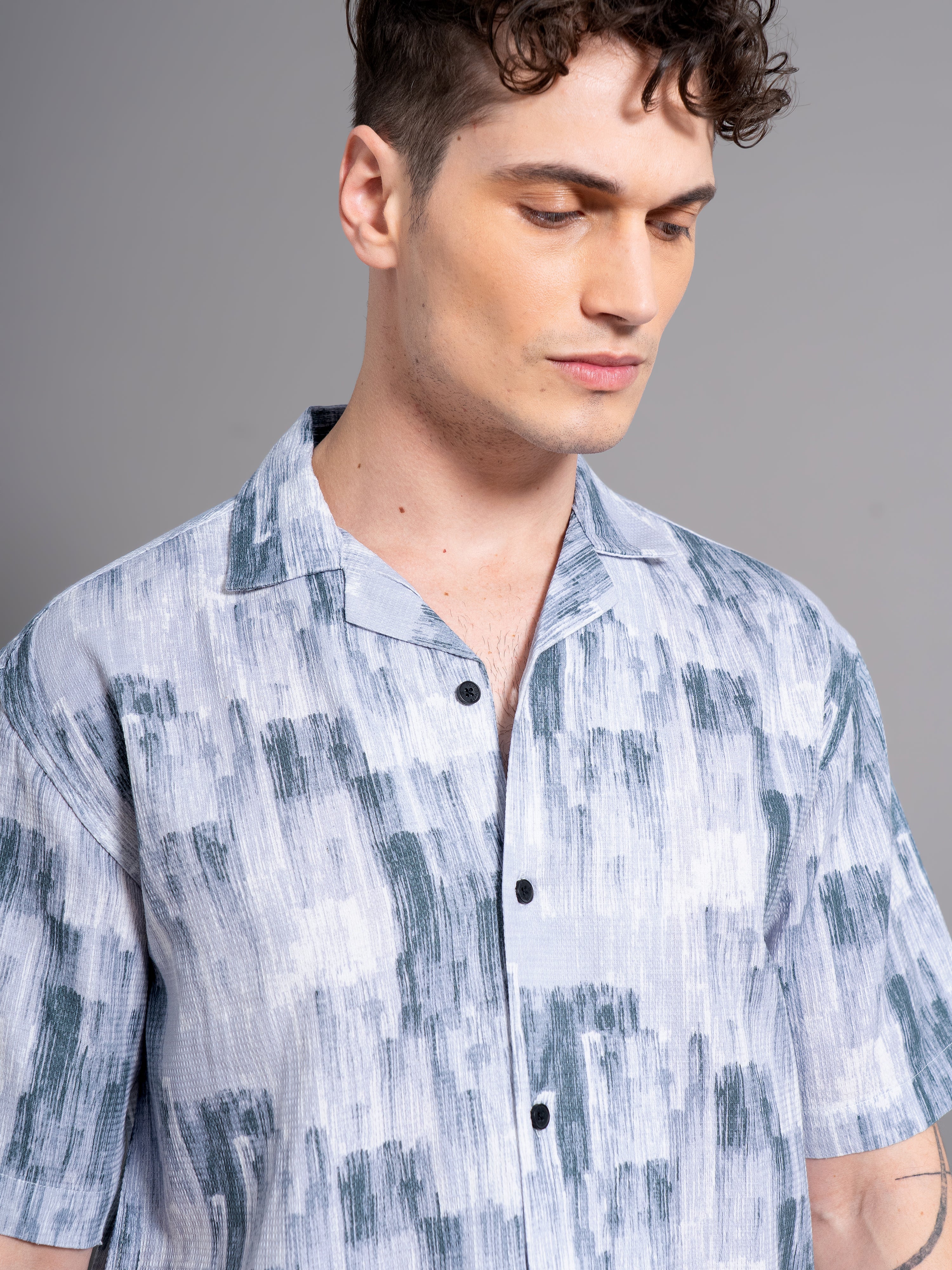 Men Davao Blue Waffle Shirt