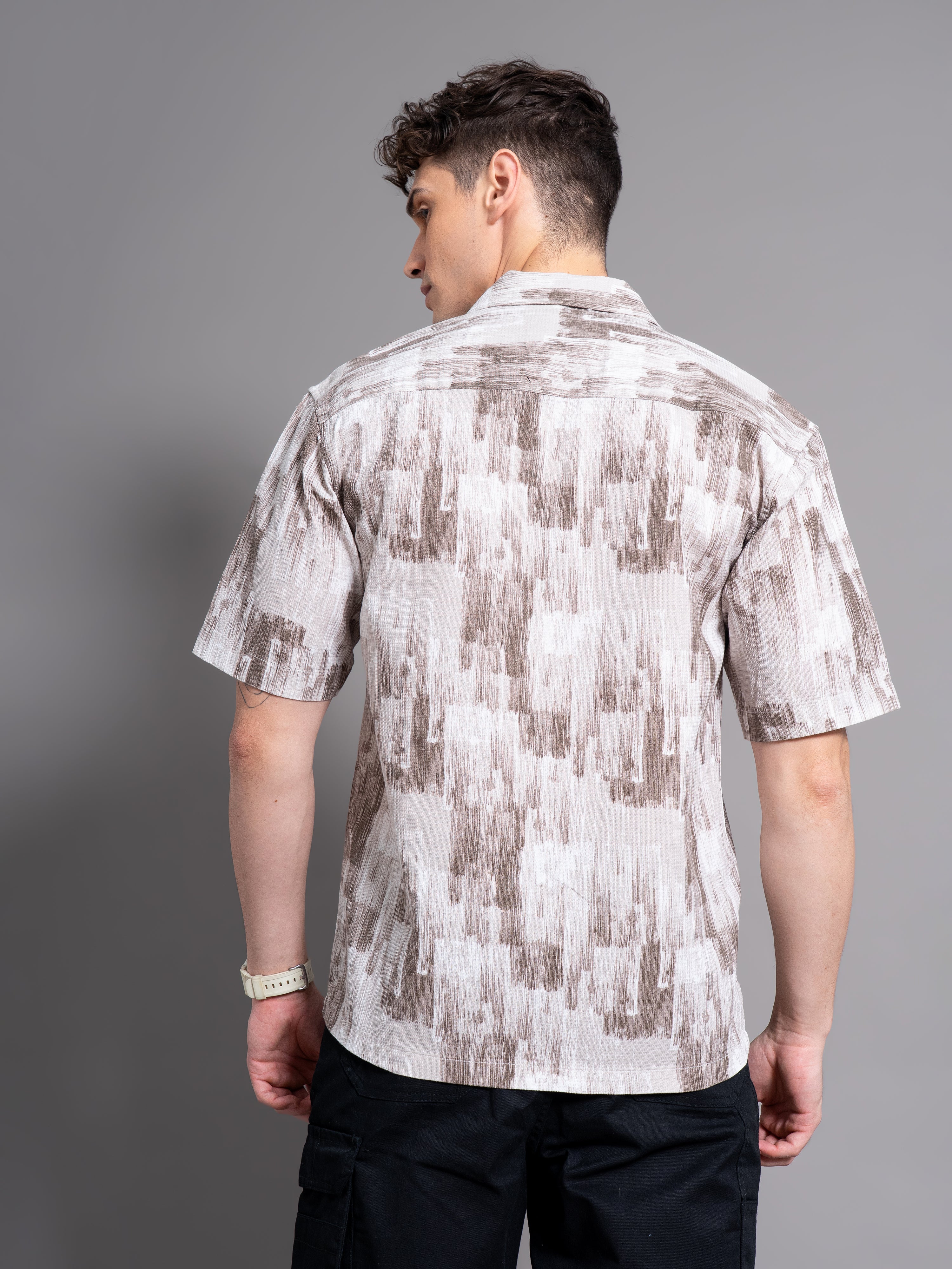 Men Davao Brown Waffle Shirt