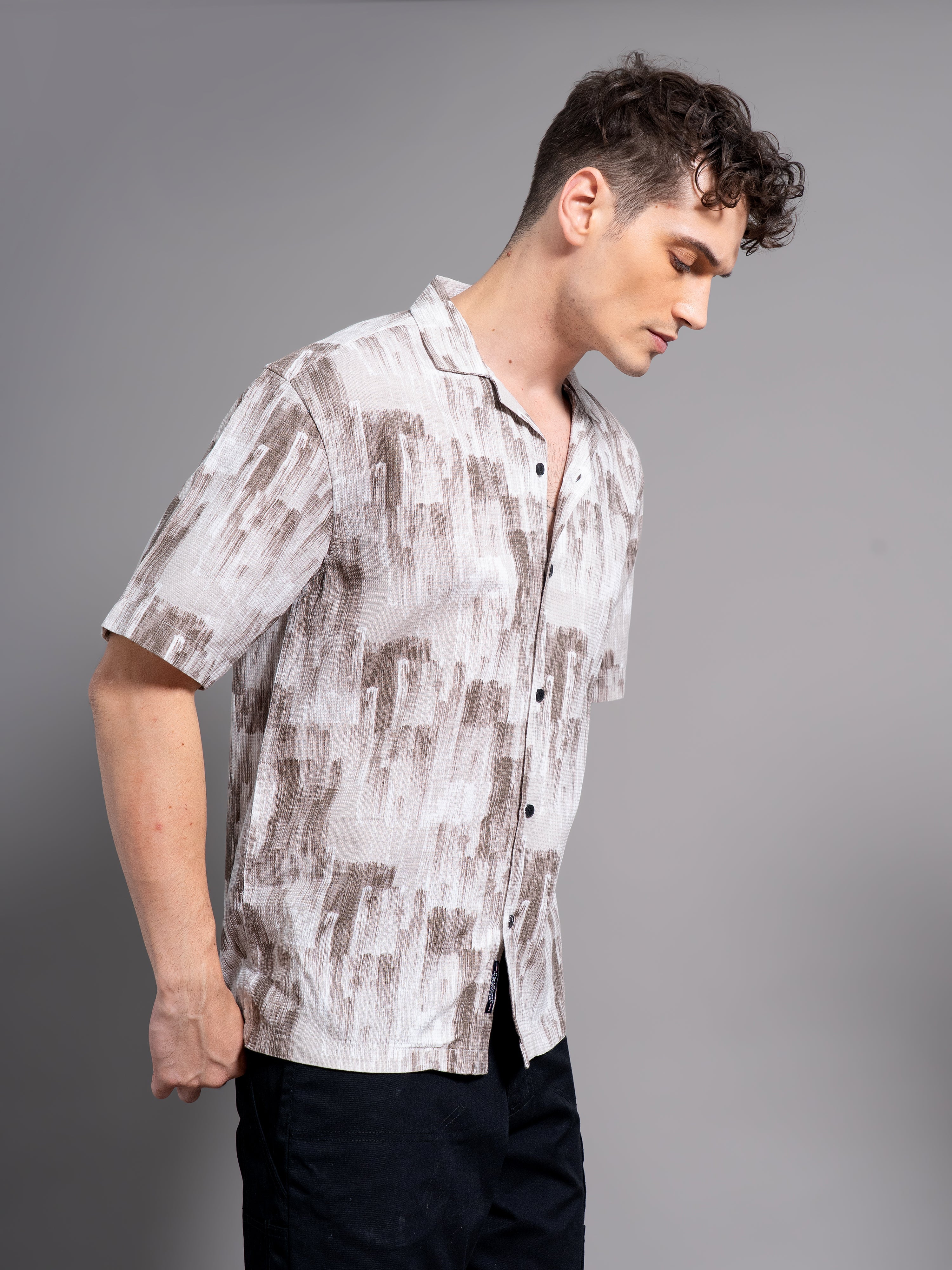 Men Davao Brown Waffle Shirt