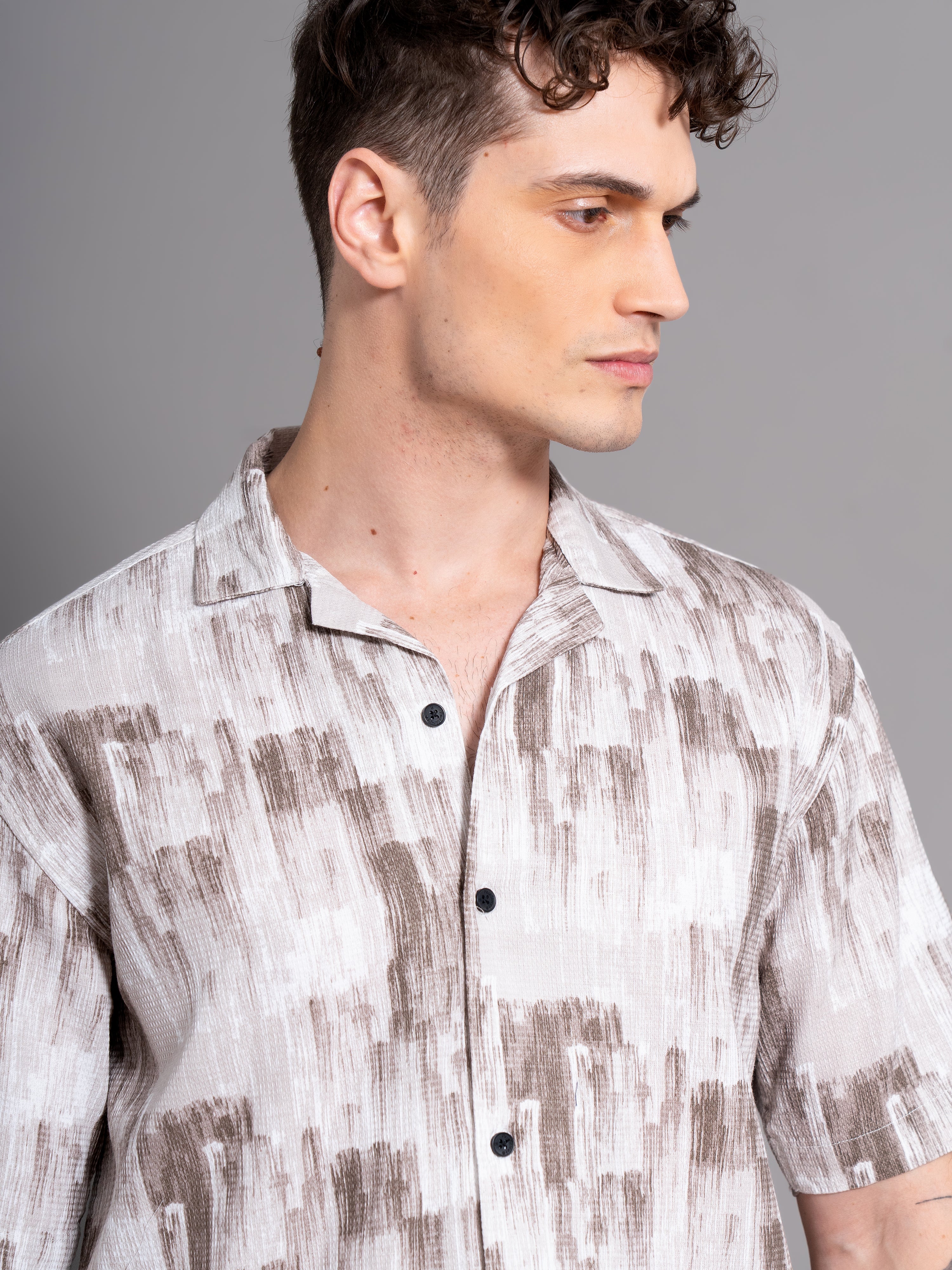 Men Davao Brown Waffle Shirt